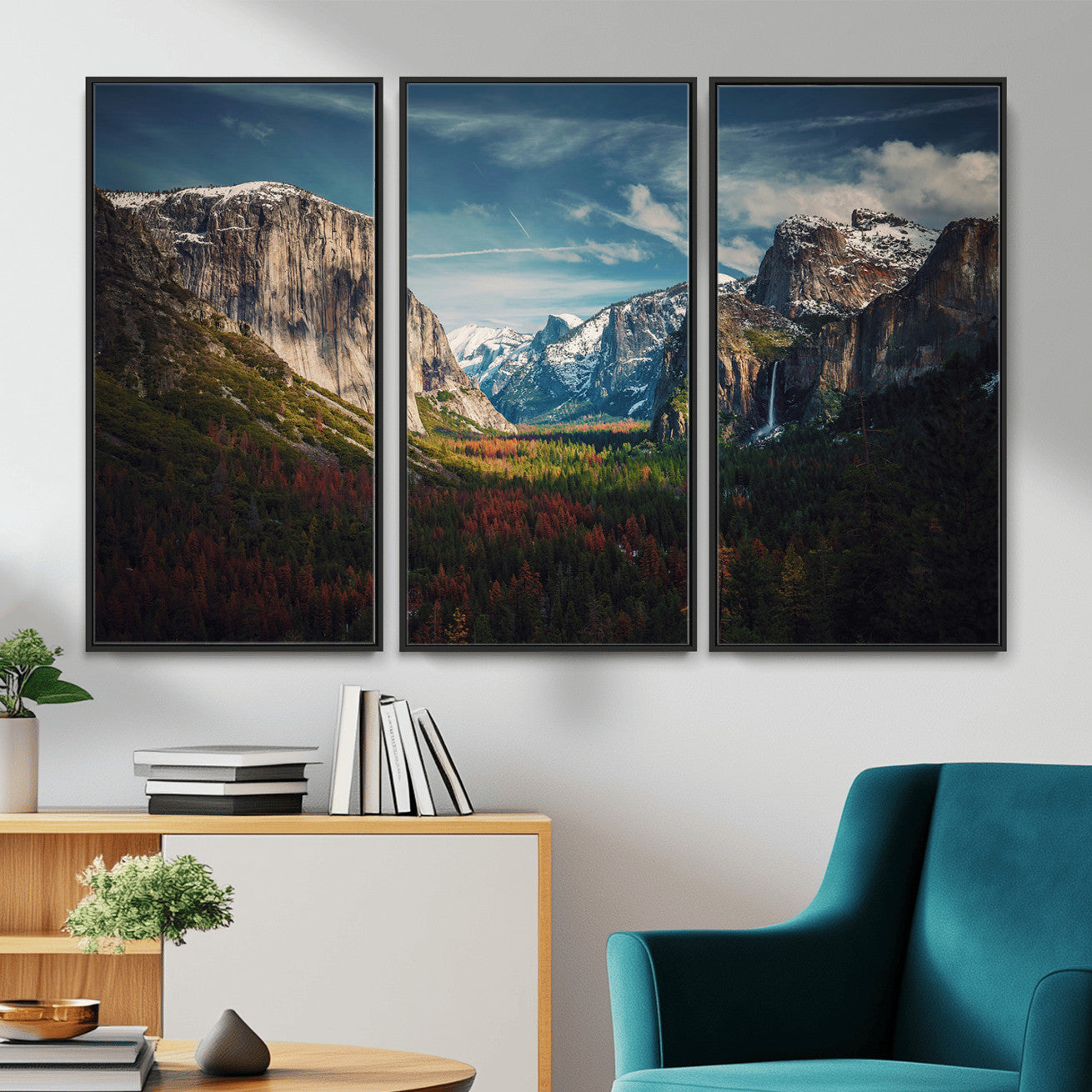 15244033-MGV-CV-36X24 - Yosemite National Park Wall Art – Framed Mountain Landscape El Capitan Canvas Print Scenic Decor for Home, Office Decor