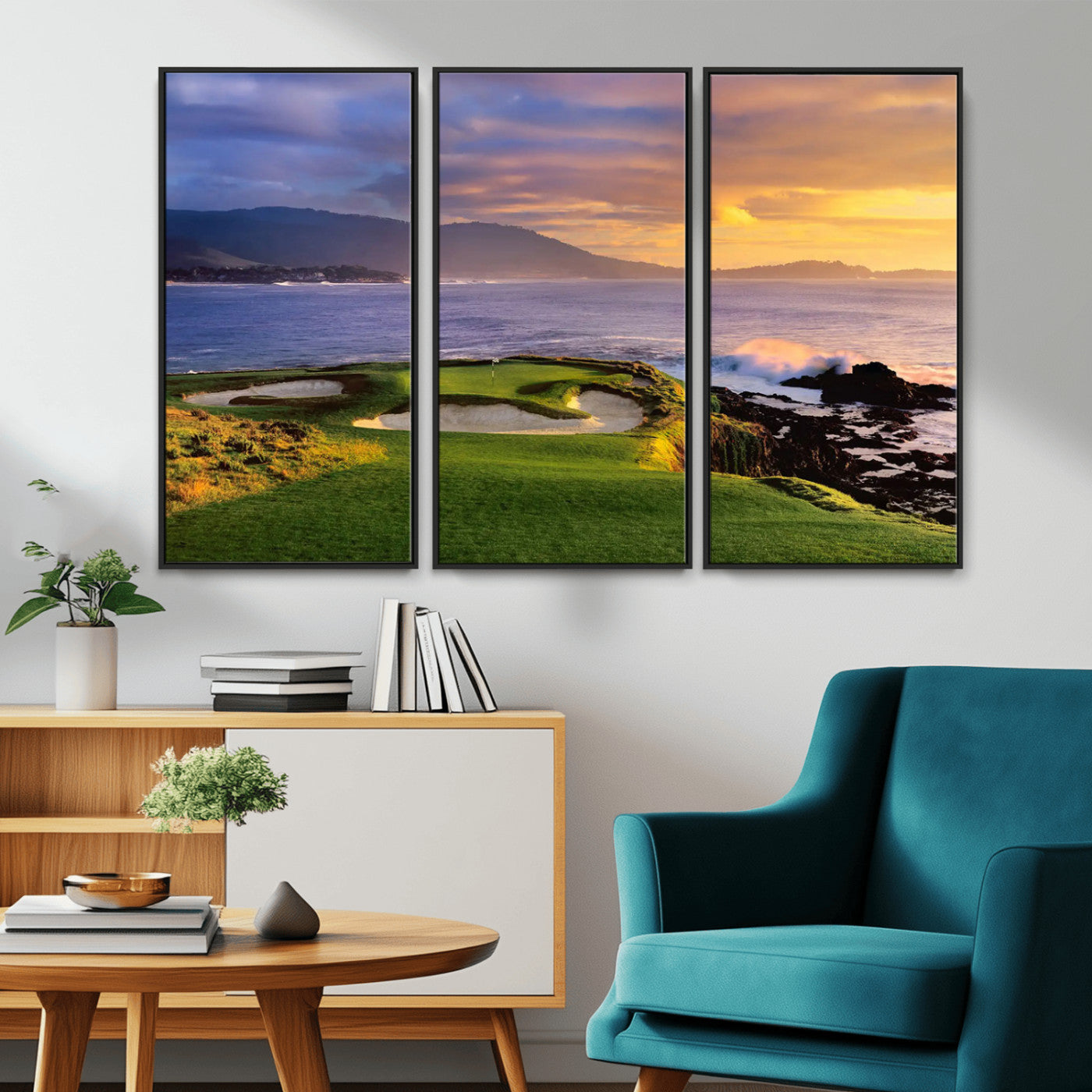 73699248-MGV-CV-36X24-Pebble Beach Golf Links Wall Art Canvas Print – Iconic Coastal Golf Course Artwork, Perfect for Office, Man Cave, or Golf Lover’s Decor