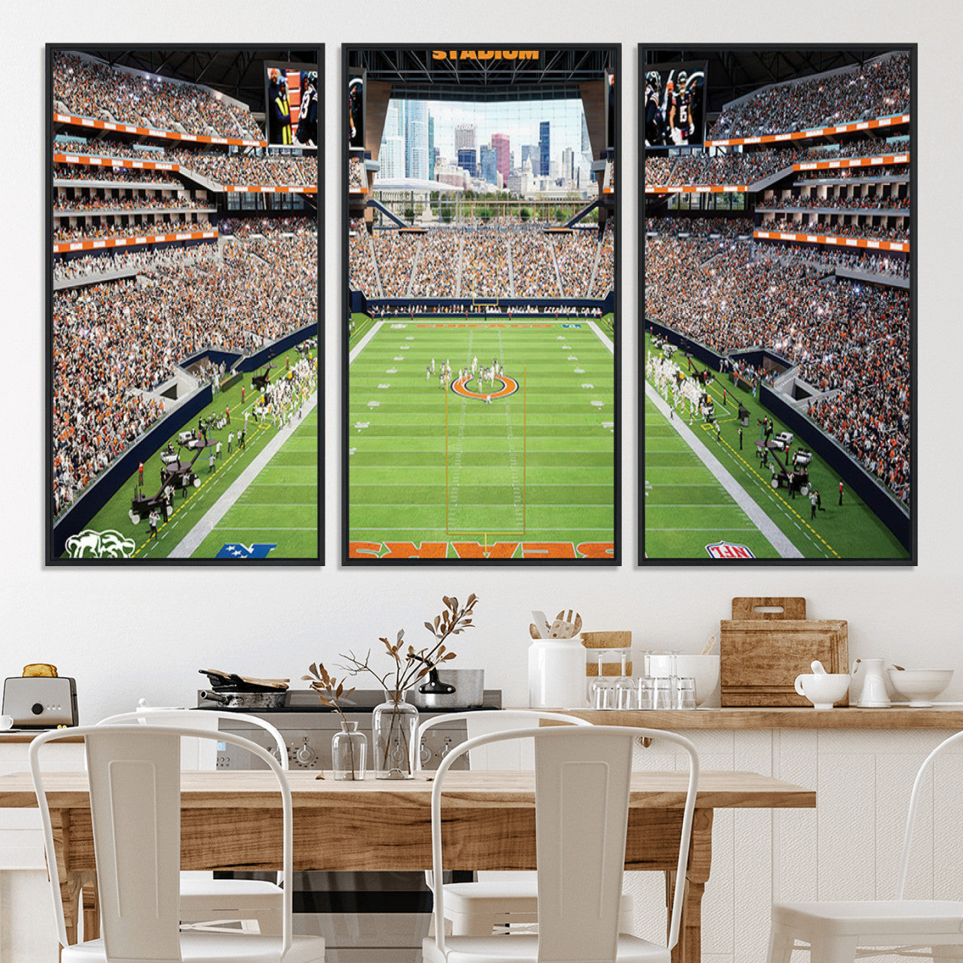 76935553-MGV-CV-36X24-Chicago Bears Soldiers Field Wall Art Canvas Print – Framed Football Stadium Artwork for Sports Fans, Soldier Field Skyline Canvas Decor for Game Room or Man Cave
