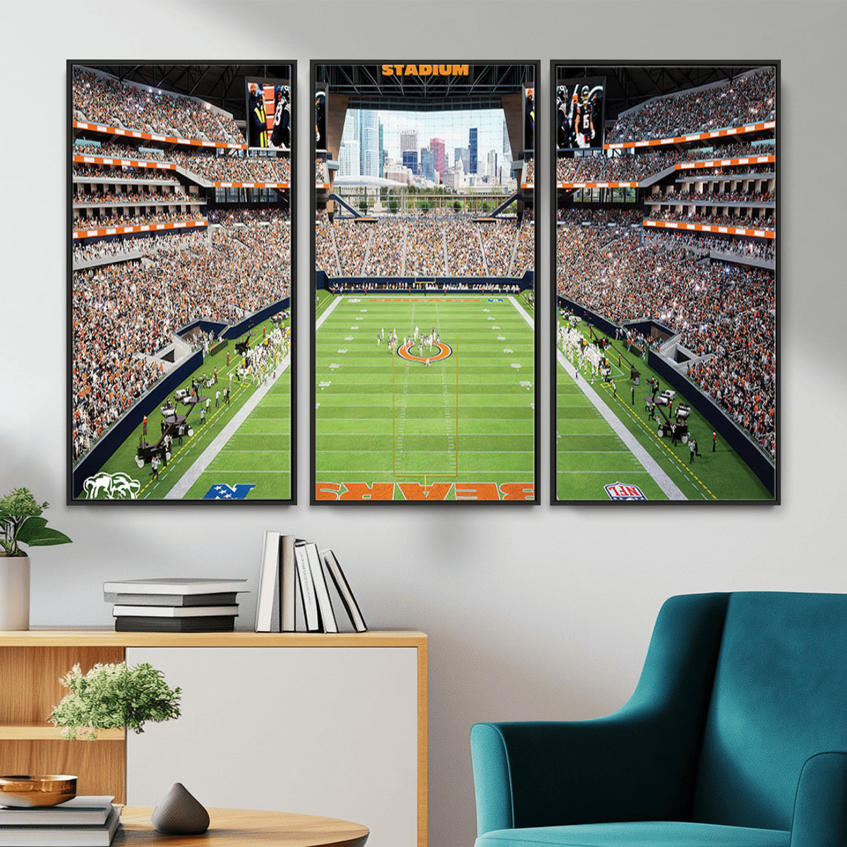 76935553-PAN-FL-20X10 - Chicago Bears Soldiers Field Wall Art Canvas Print, Home Office Wall Decor