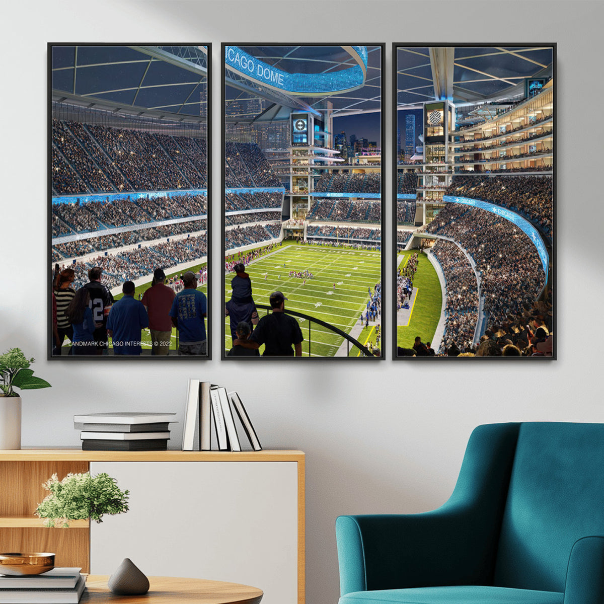 41816511-MGV-CV-36X24 - Chicago Dome Stadium Wall Art Canvas Print, Framed Modern Decor