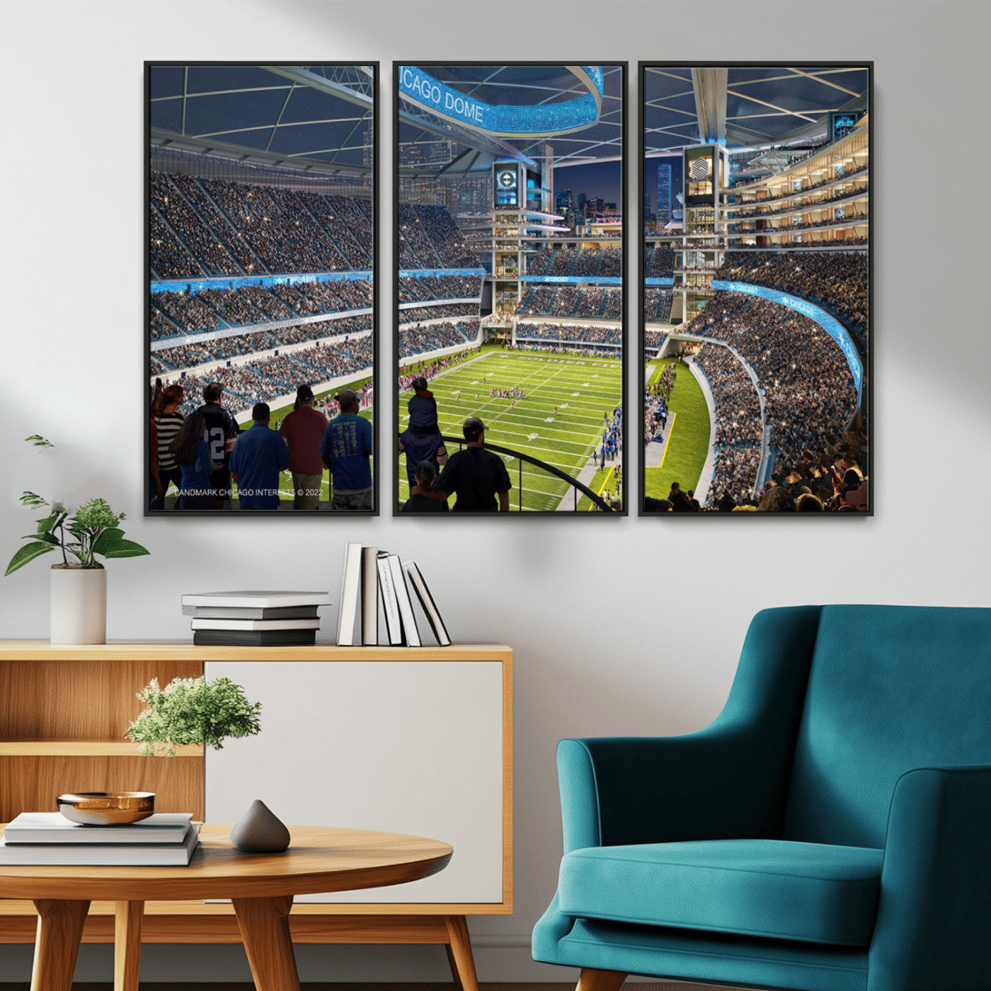 MGV-FC-48X32-3P - Chicago Bears Soldiers Field Wall Art Canvas Print – Framed Football Stadium Artwork for Sports