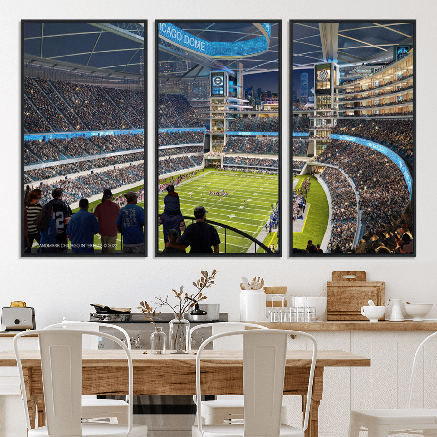 41816511-MGV-CV-36X24-Chicago Bears Soldiers Field Wall Art Canvas Print – Framed Football Stadium Artwork for Sports Fans, Soldier Field Skyline Canvas Decor for Game Room or Man Cave