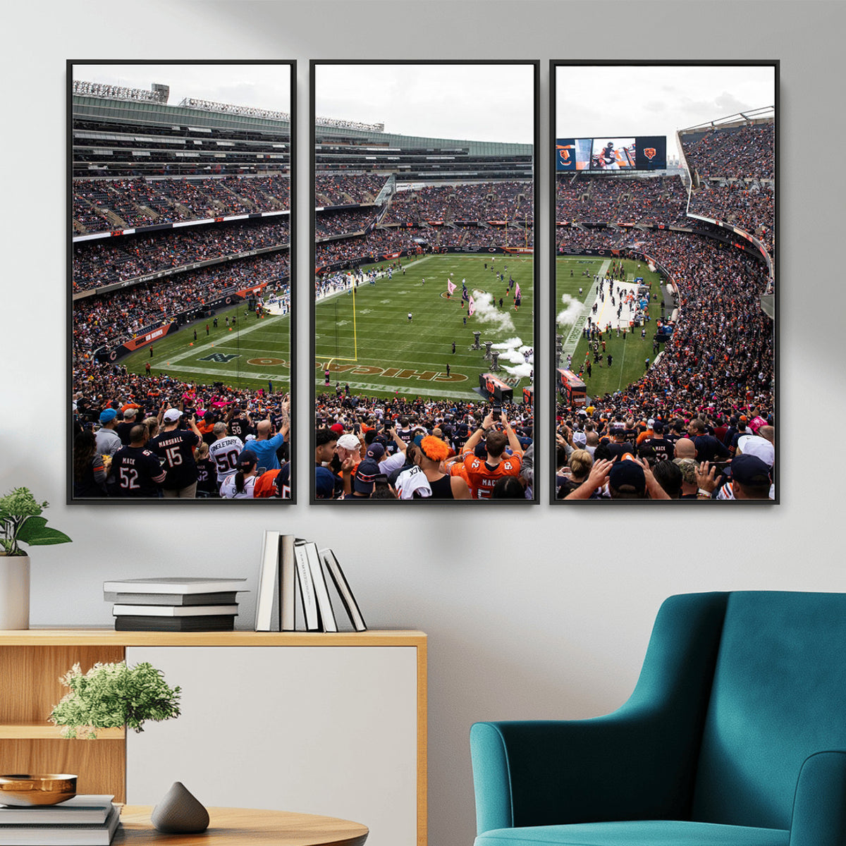 18347149-MGV-CV-36X24 - Chicago Bears Soldier Field Wall Art Canvas Print – Framed Football Stadium Artwork Team Spirit for home, office