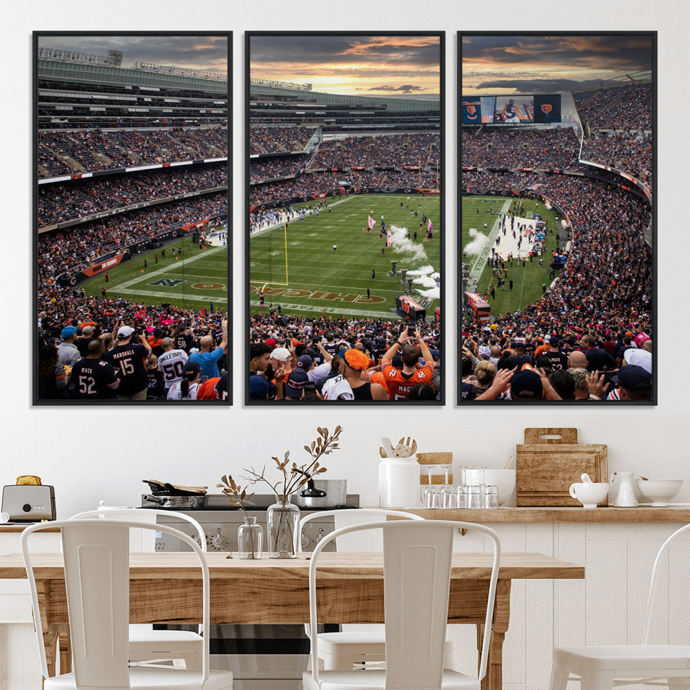 87578930-MGV-CV-36X24-Chicago Bears Soldiers Field Wall Art Canvas Print – Framed Football Stadium Artwork for Sports Fans, Soldier Field Skyline Canvas Decor for Game Room or Man Cave