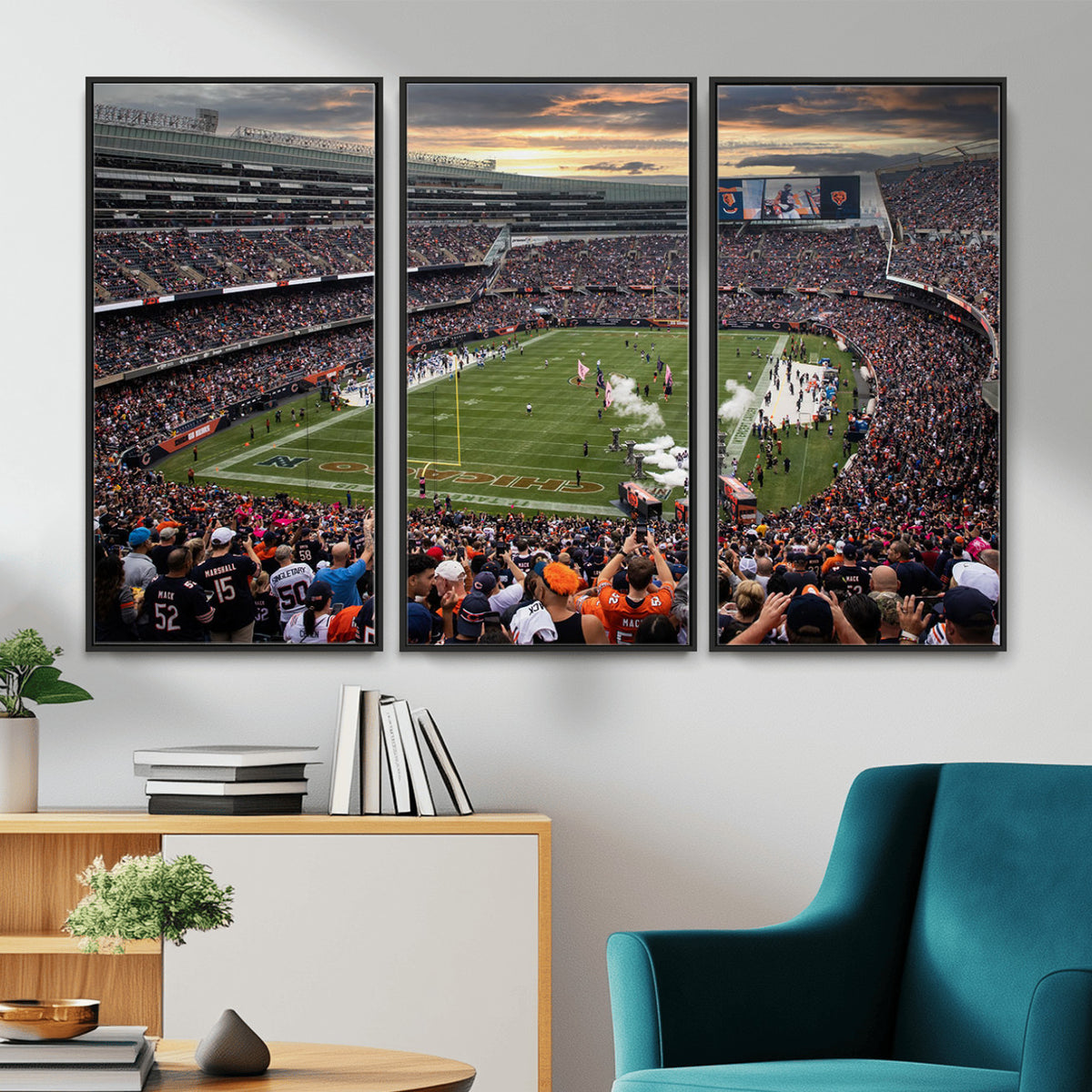 87578930-PAN-FL-20X10 - Chicago Bears Soldiers Field Wall Art Canvas Print, Home Bar Wall Decor