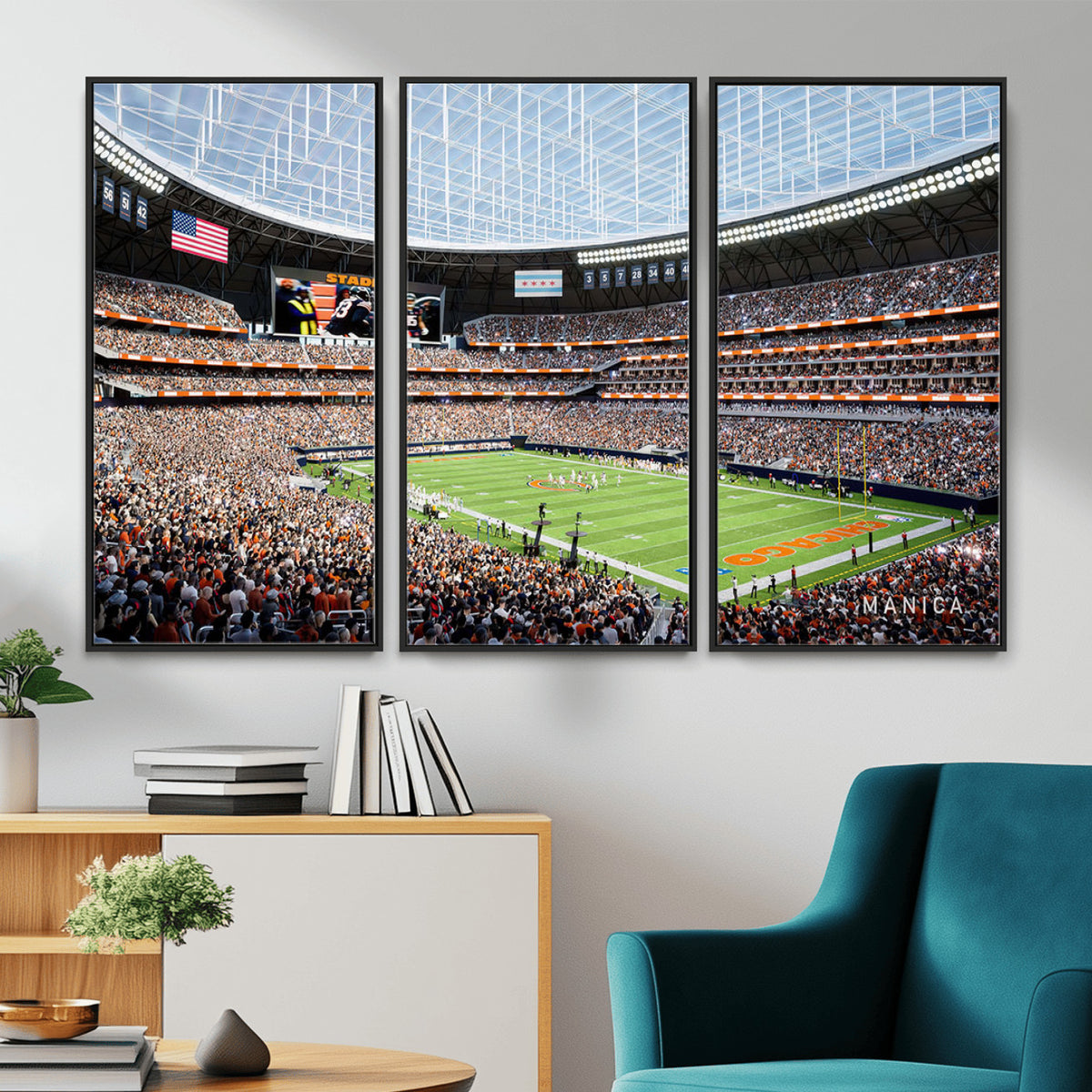 32530647-PAN-FL-20X10 - Chicago Bears Soldiers Field Wall Art Canvas Print, Framed and Ready to Hang