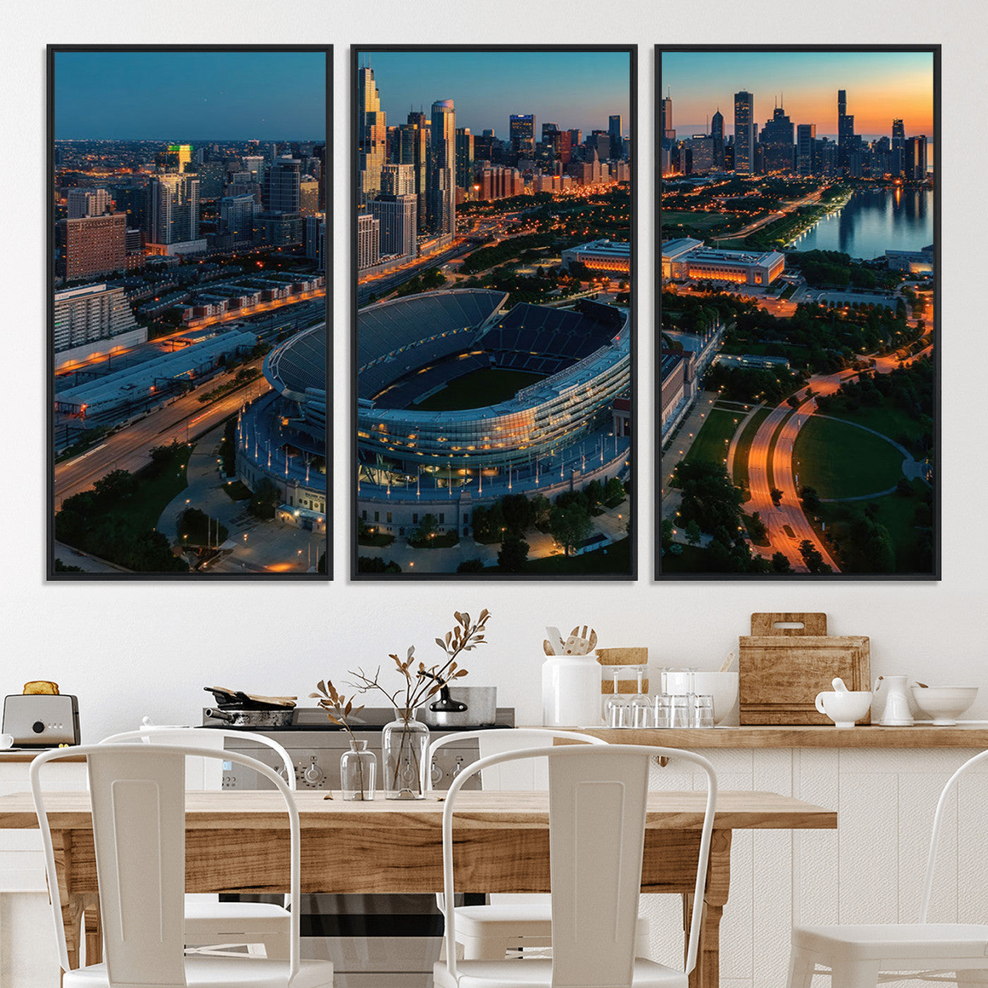 36690345-MGV-CV-36X24-Chicago Bears Soldiers Field Wall Art Canvas Print – Framed Football Stadium Artwork for Sports Fans, Soldier Field Skyline Canvas Decor for Game Room or Man Cave