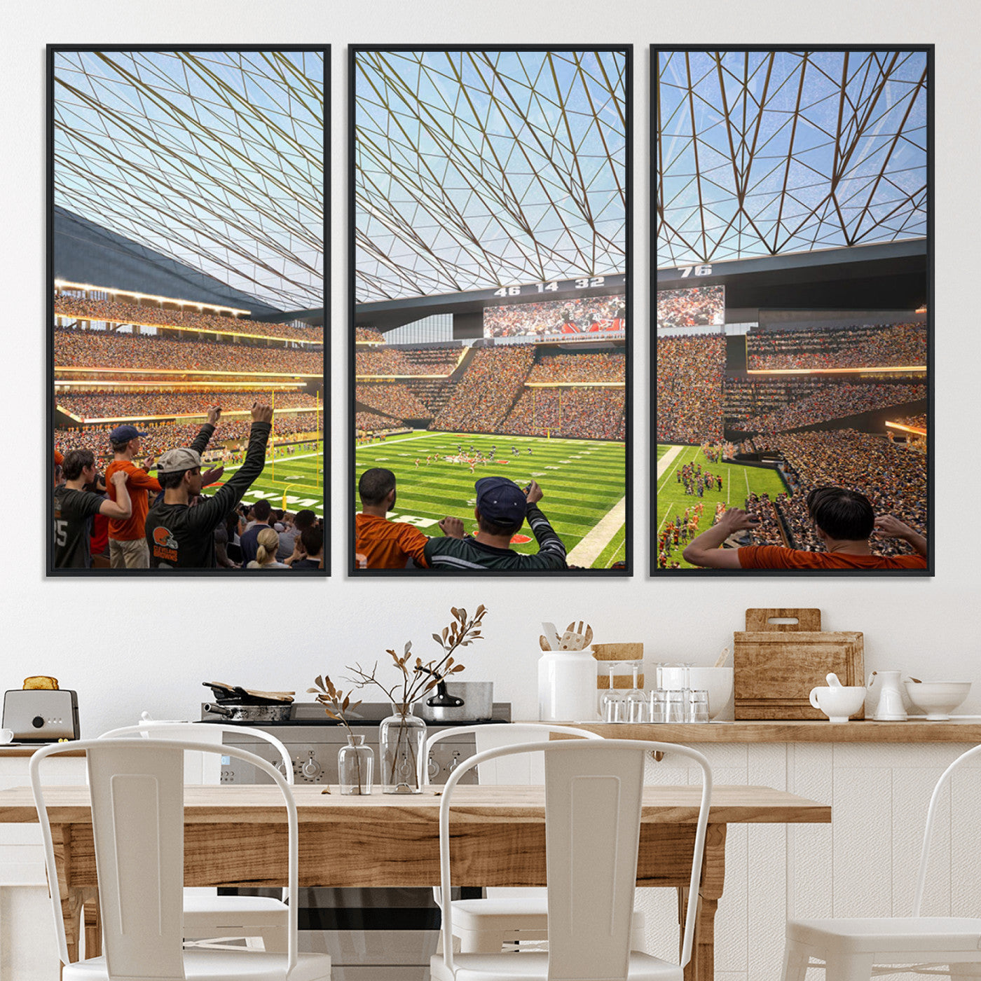 81960112-MGV-CV-36X24-Cleveland Browns Stadium Wall Art Canvas Print – Framed Football Artwork Featuring Cleveland Skyline and Browns Stadium, Perfect for Man Cave or Game Room Decor