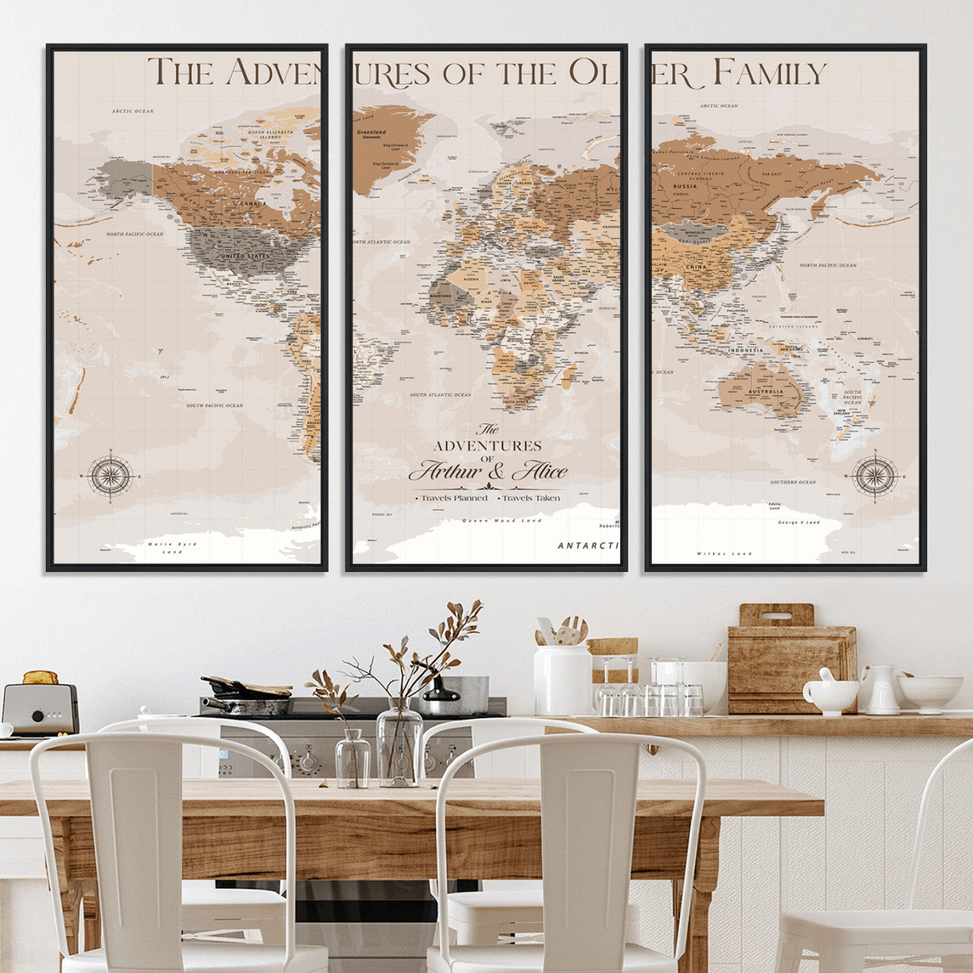 43101120-MGV-CV-36X24-World Travel Map with Pins – Push Pin Maps of Where I've Been, Framed Wall Map for Travel Memories, Old Style Decorative World Map - H10