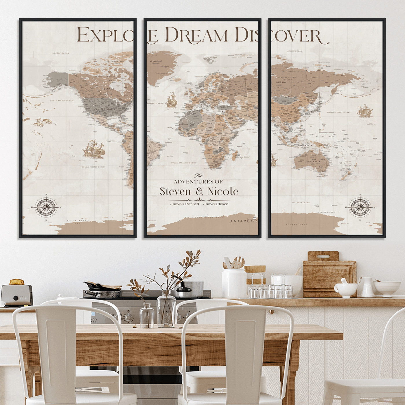 95738134-MGV-CV-36X24-Custom Push Pin World Map Wall Canvas Print – Personalized Travel Tracker with Pins – Framed Large Multi-Size Canvas for Home Office Decor