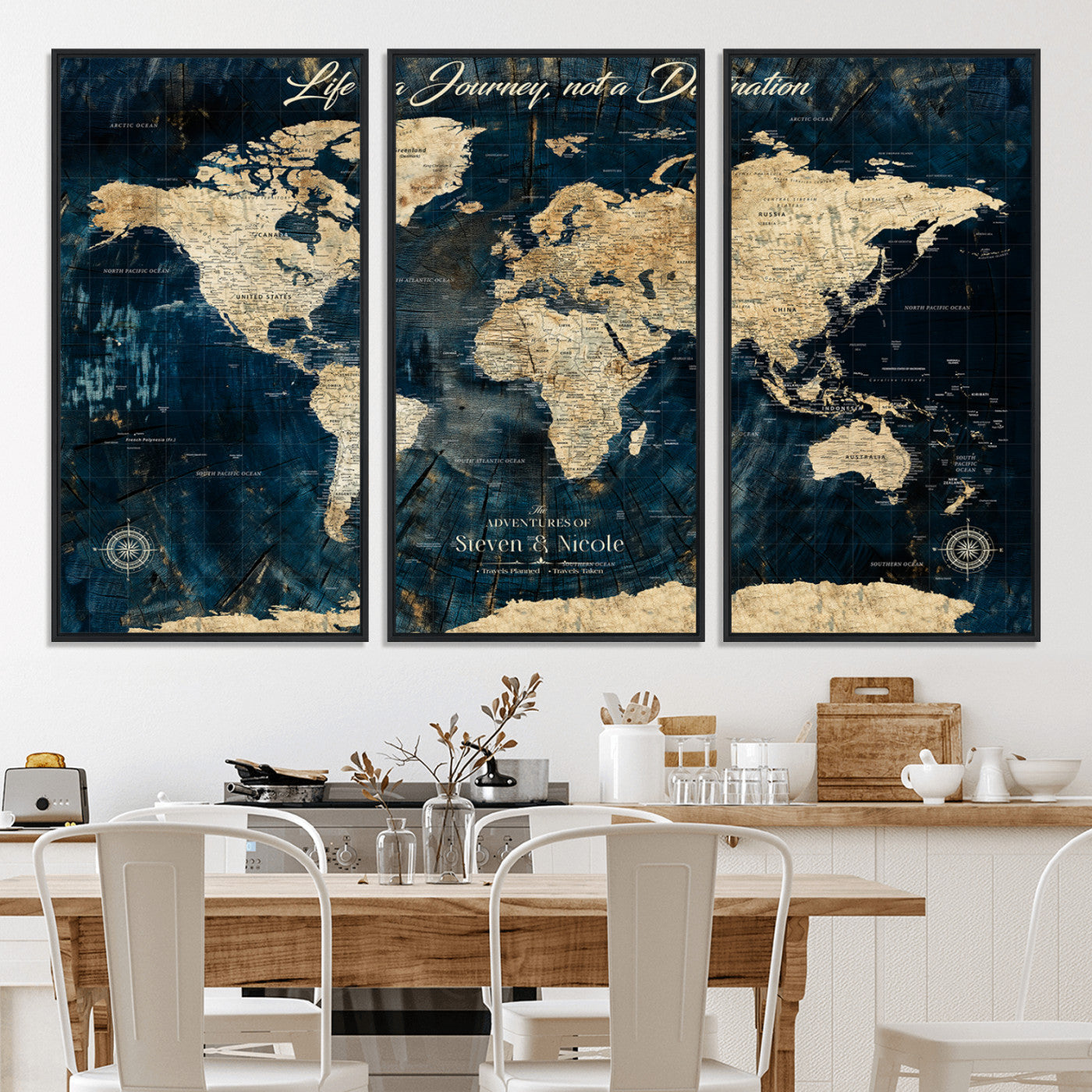 23551206-MGV-CV-36X24-Custom Push Pin World Map Wall Canvas Print – Personalized Travel Tracker with Pins – Framed Large Multi-Size Canvas for Home Office Decor
