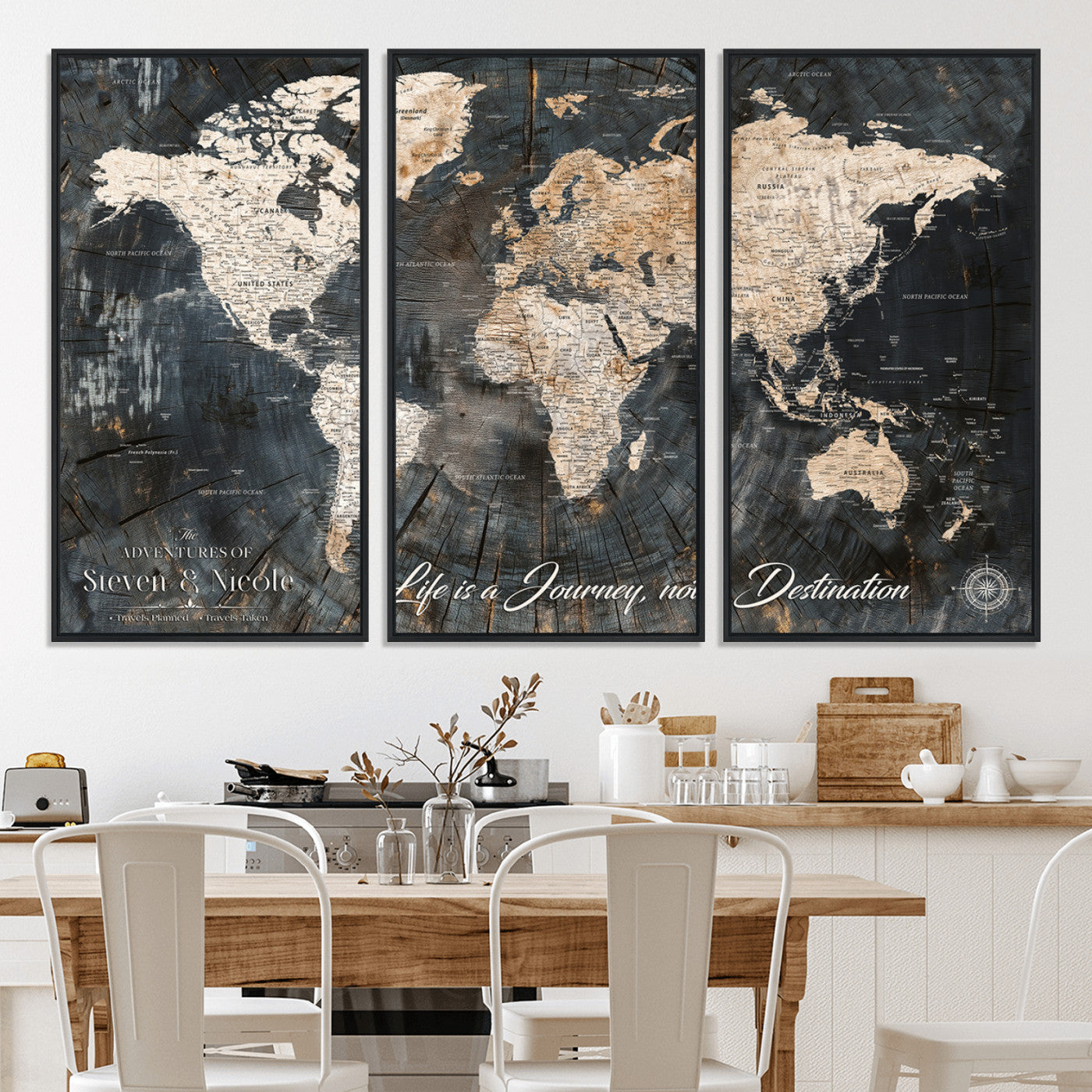 13001721-MGV-CV-36X24-Custom Push Pin World Map Wall Canvas Print – Personalized Travel Tracker with Pins – Framed Large Multi-Size Canvas for Home Office Decor