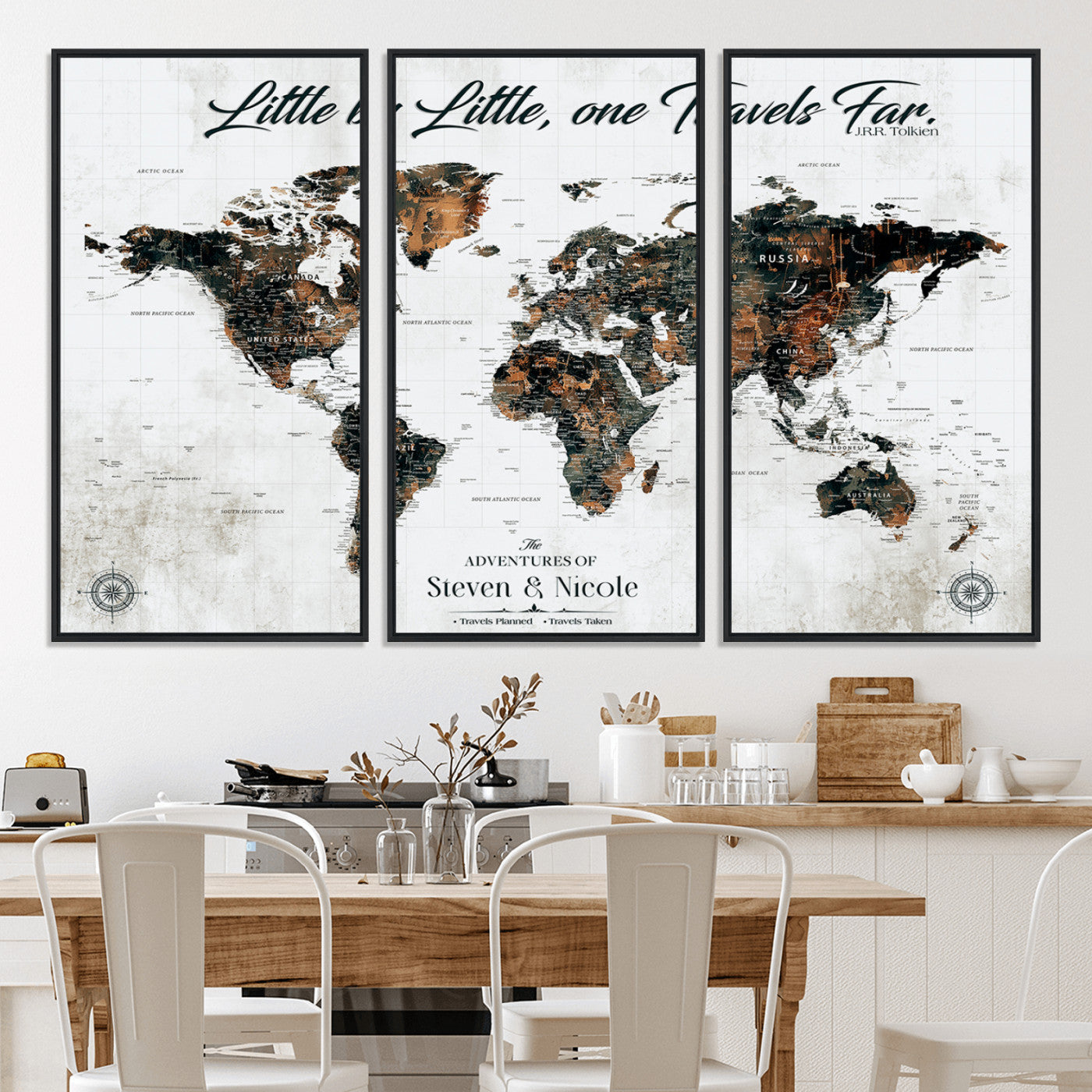 89231588-MGV-CV-36X24-Custom Push Pin World Map Wall Canvas Print – Personalized Travel Tracker with Pins – Framed Large Multi-Size Canvas for Home Office Decor