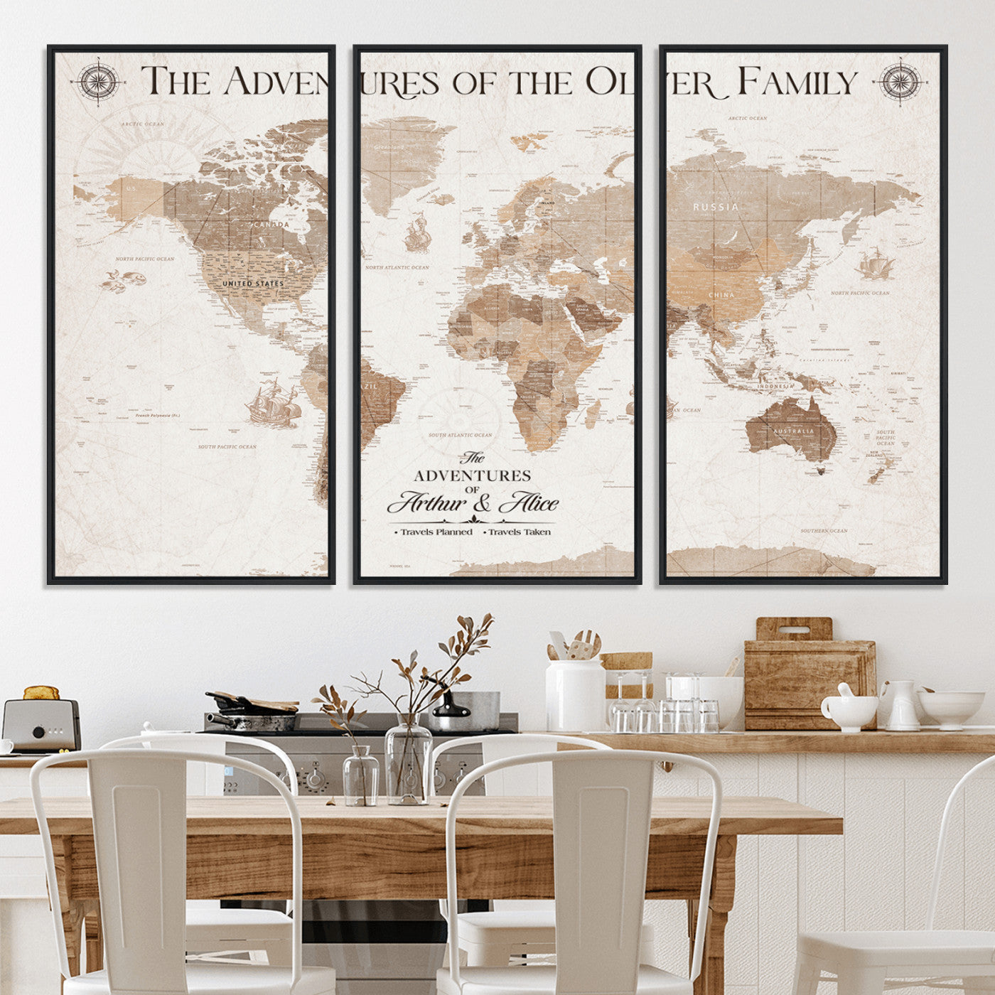 58395047-MGV-CV-36X24-Personalized Framed World Map Canvas Wall Art Print – Custom Push Pin Travel Tracker Lover - Custom World Map on Canvas