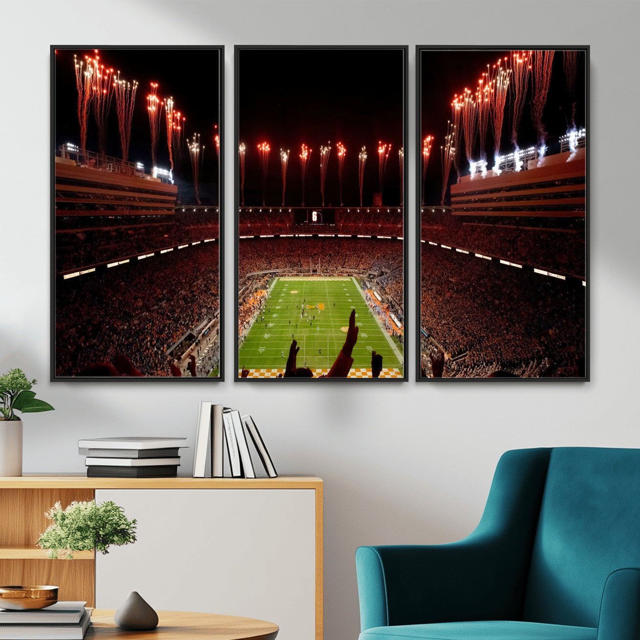 73358115-MGV-FC-48X32-3P - Tennessee Neyland Stadium Wall Art, Sports Arena Canvas Print, Panoramic Stadium Canvas Artwork for Home, Office