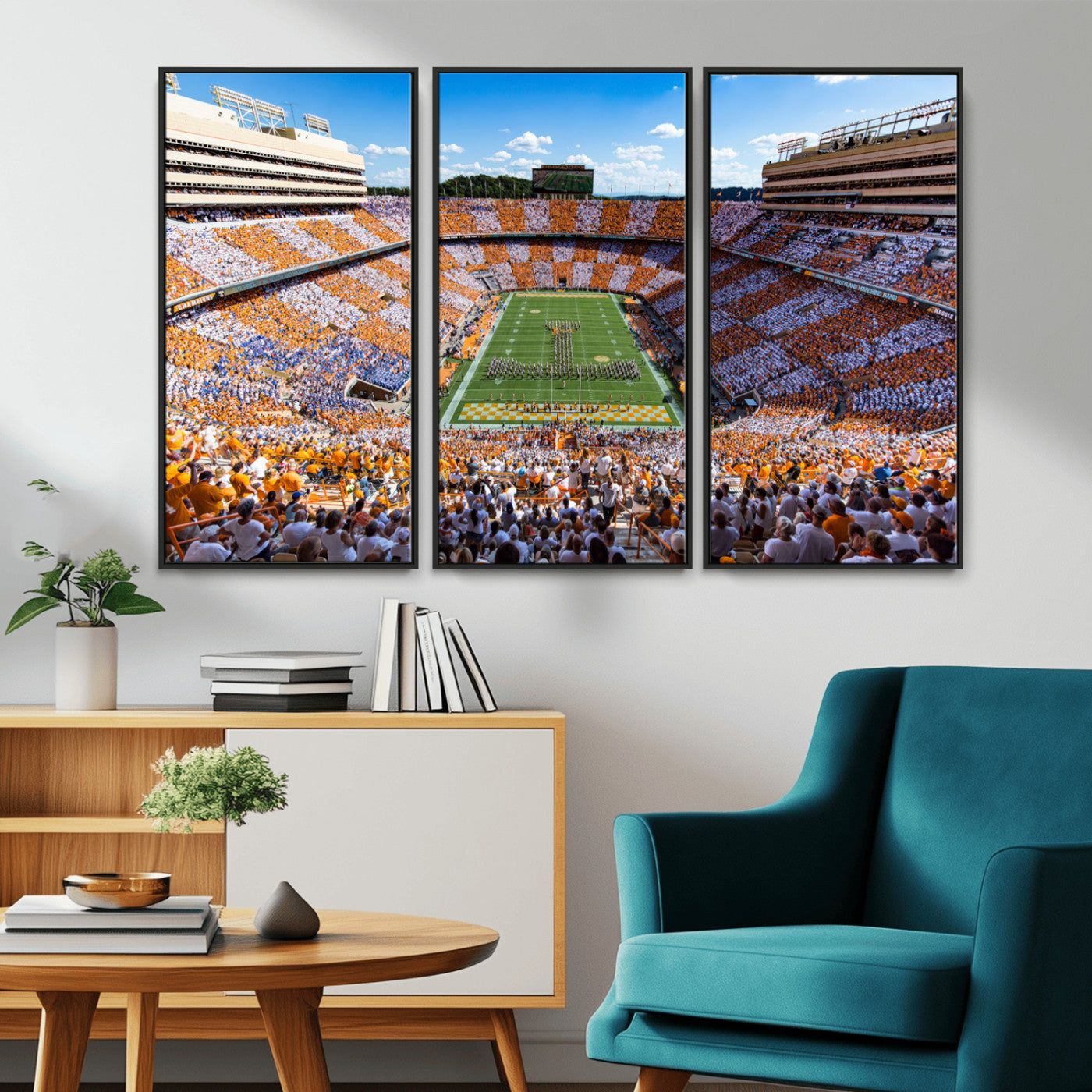 64238859-MGV-CV-48X32-3P-Tennessee Neyland Stadium Wall Art Print, Sports Arena Canvas Wall Art, Panoramic Stadium Canvas Print, Modern Athletic Field Art Printing