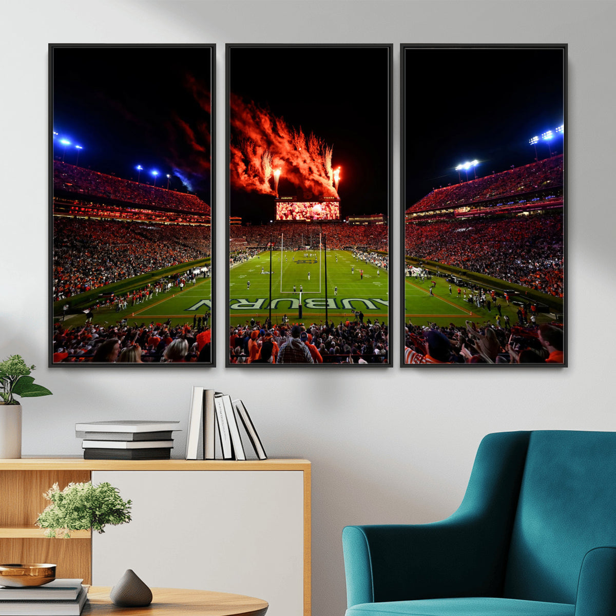 59046876-MGV-CV-36X24 - Jordan-Hare Football Stadium Wall Art Canvas Print, Football Stadium Aerial View