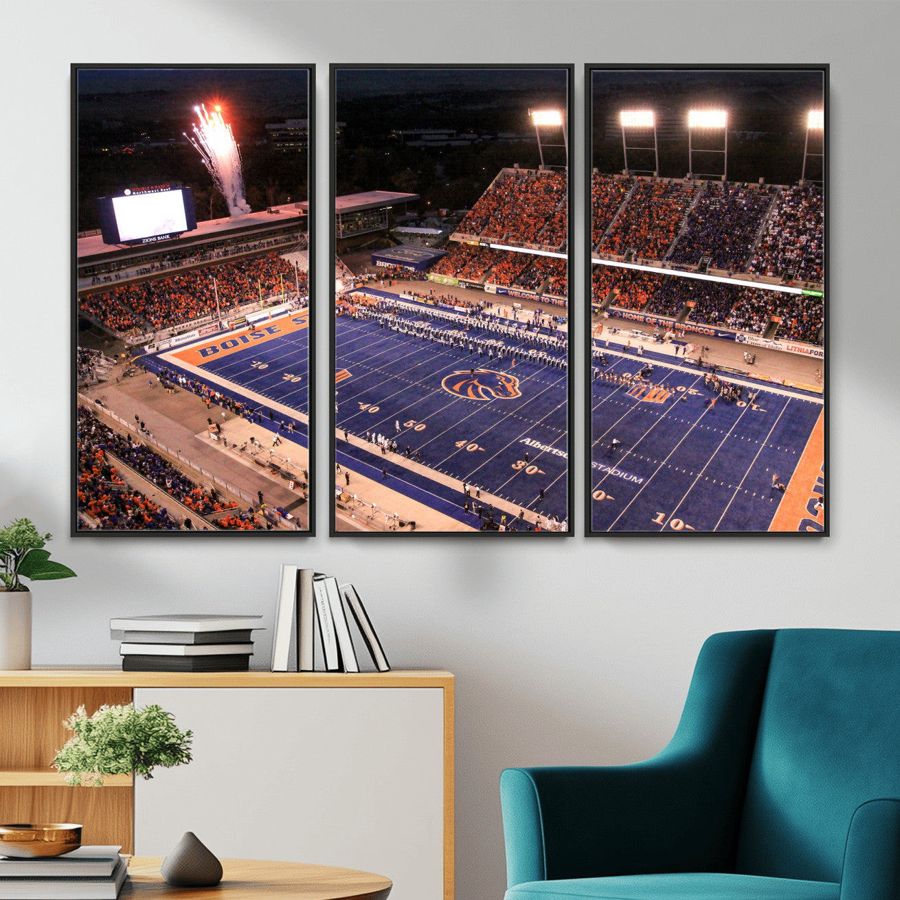 BS1001S-MGV-FC-48X32-3P - Boise State Broncos Albertsons Stadium Wall Art Canvas Print