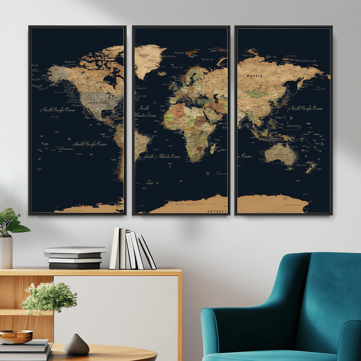 94449133-MGV-CV-36X24 - Vintage World Map Canvas on the Dark Background Wall Art