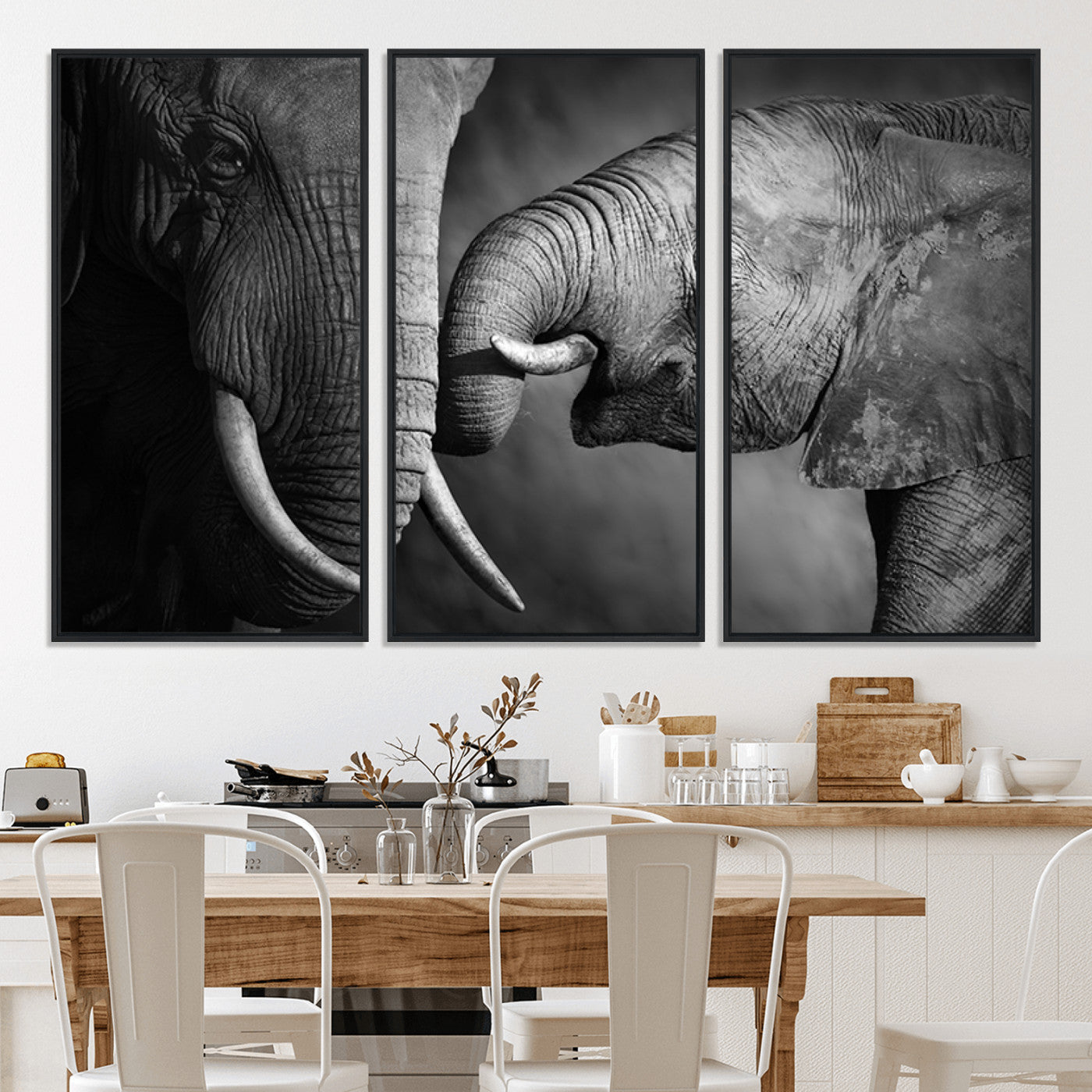 42691-MGV-CV-36X24-Elephant Family Wall Art Canvas, Framed Elephant Family Canvas Print