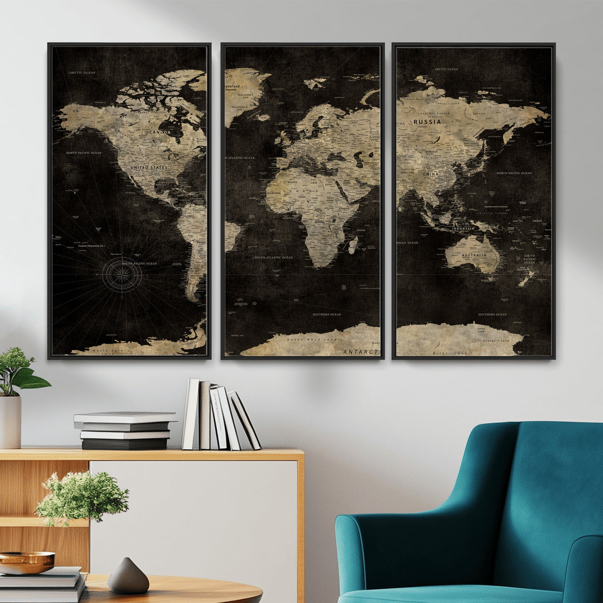 60653880-MGV-CV-36X24 - Push Pin World Map Canvas Wall Art Print, Interactive Travel