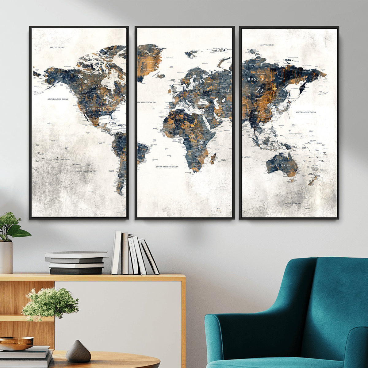 52451147-MGV-CV-36X24 - World Map Wall Art Canvas Print for Office Wall Decor