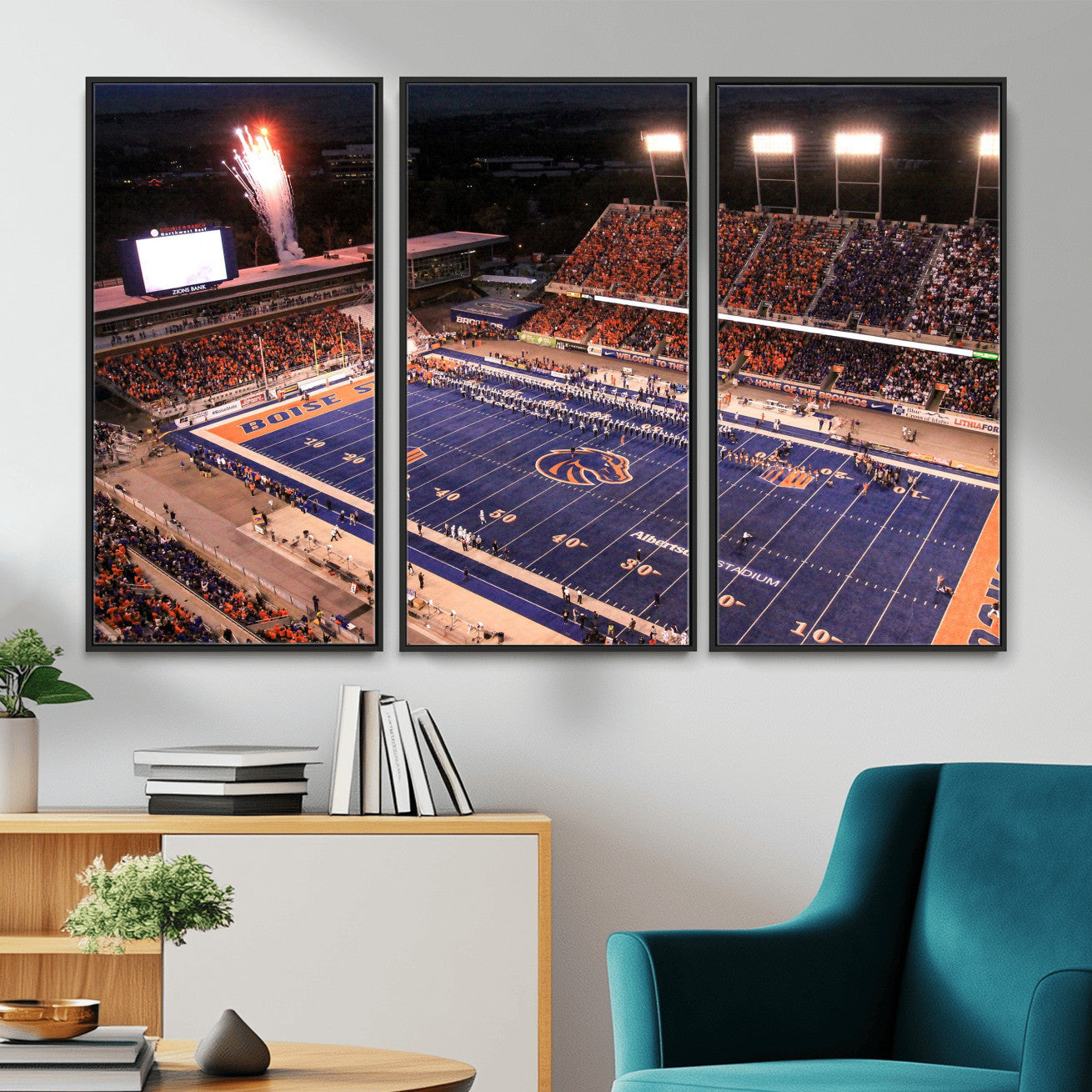 58849575-MGV-CV-36X24 - Boise State Stadium Large Wall Art Canvas Print for Living Room Office Wall Decor