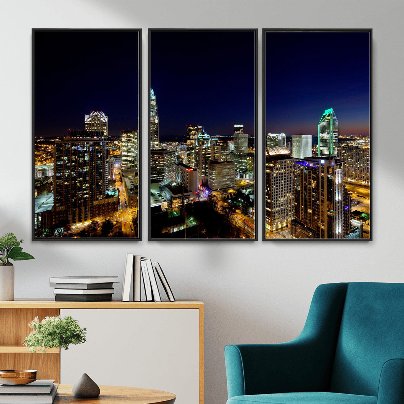 47163738-MGV-CV-36X24 - Atlanta Skyline Wall Art Canvas Print, Atlanta Downtown Night Cityscape Print for Modern Urban Wall Decor