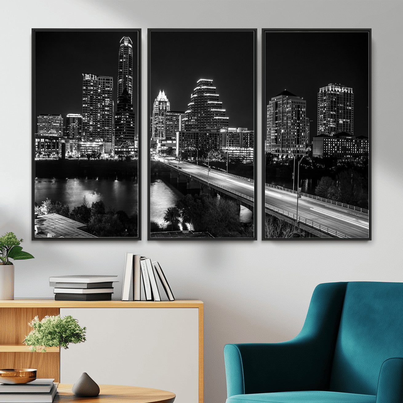 37531750-MGV-CV-36X24 - Austin Skyline Wall Art Canvas Print, Austin Downtown Night Cityscape Print for Modern Urban Wall Decor