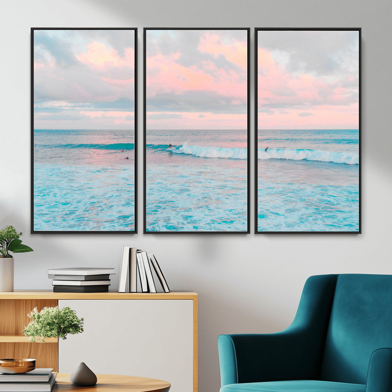 73216461-MGV-CV-36X24 - Ocean Wave Wall Art Canvas Print, Pastel Surf Seascape Photography, Coastal Beach Wall Decor