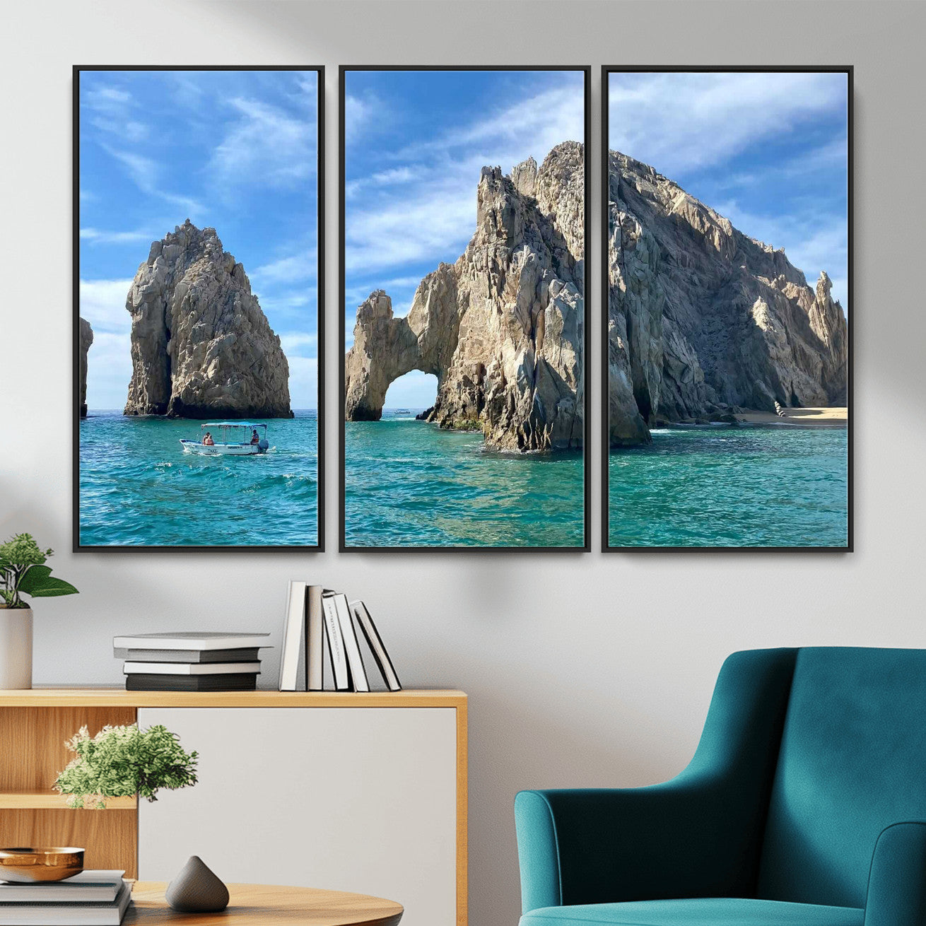 20946478-MGV-CV-36X24 - El Arco Cabo San Lucas Ocean Arch Wall Art Canvas Print, Baja California Rock Arch Seascape Canvas Print, Mexico Coastal Landmark Scenic Art Printing