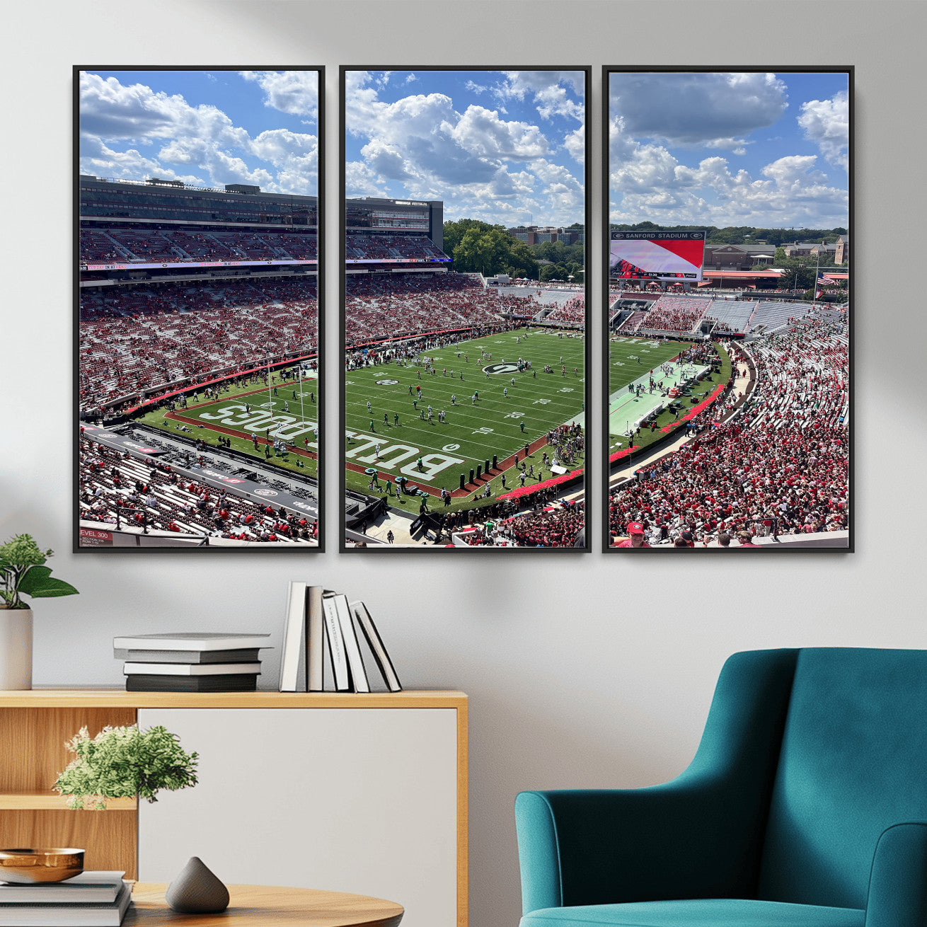 10665453-MGV-CV-36X24 - Georgia Bulldogs Stadium Wall Art Canvas Print, Sanford Stadium Football Field Panorama, College Football Game Day Wall Decor