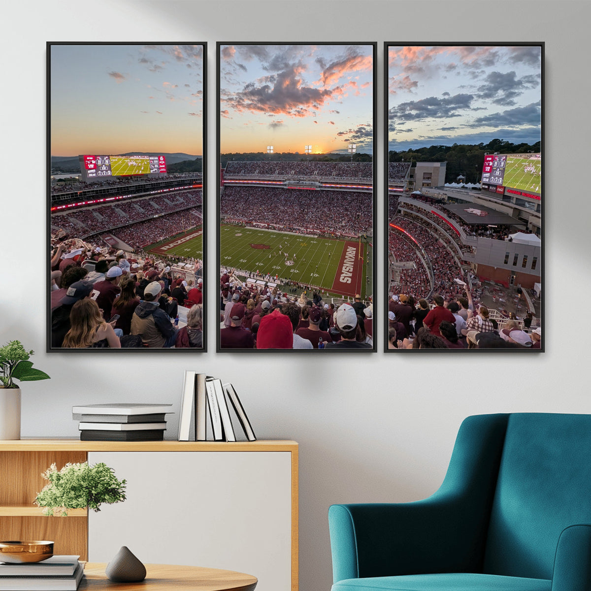 71837429-MGV-CV-36X24 - Donald W. Reynolds Razorback Stadium Wall Art Canvas Print – Arkansas Razorbacks Football Artwork for Home, Office, and Sports Room Decor