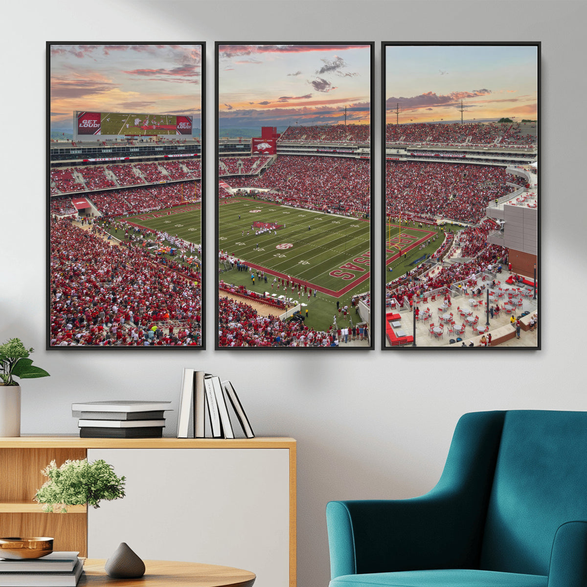 82233065-MGV-CV-36X24 - Donald W. Reynolds Razorback Stadium Wall Art Canvas Print – Arkansas Razorbacks Football Artwork for Home, Office, and Sports Room Decor