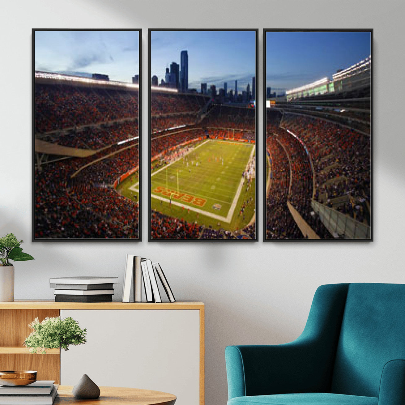 50691720-MGV-CV-36X24 - Chicago Bears Soldier Field Canvas Wall Art, NFL Stadium Panorama Print, Football Arena Photography for Sports Fans