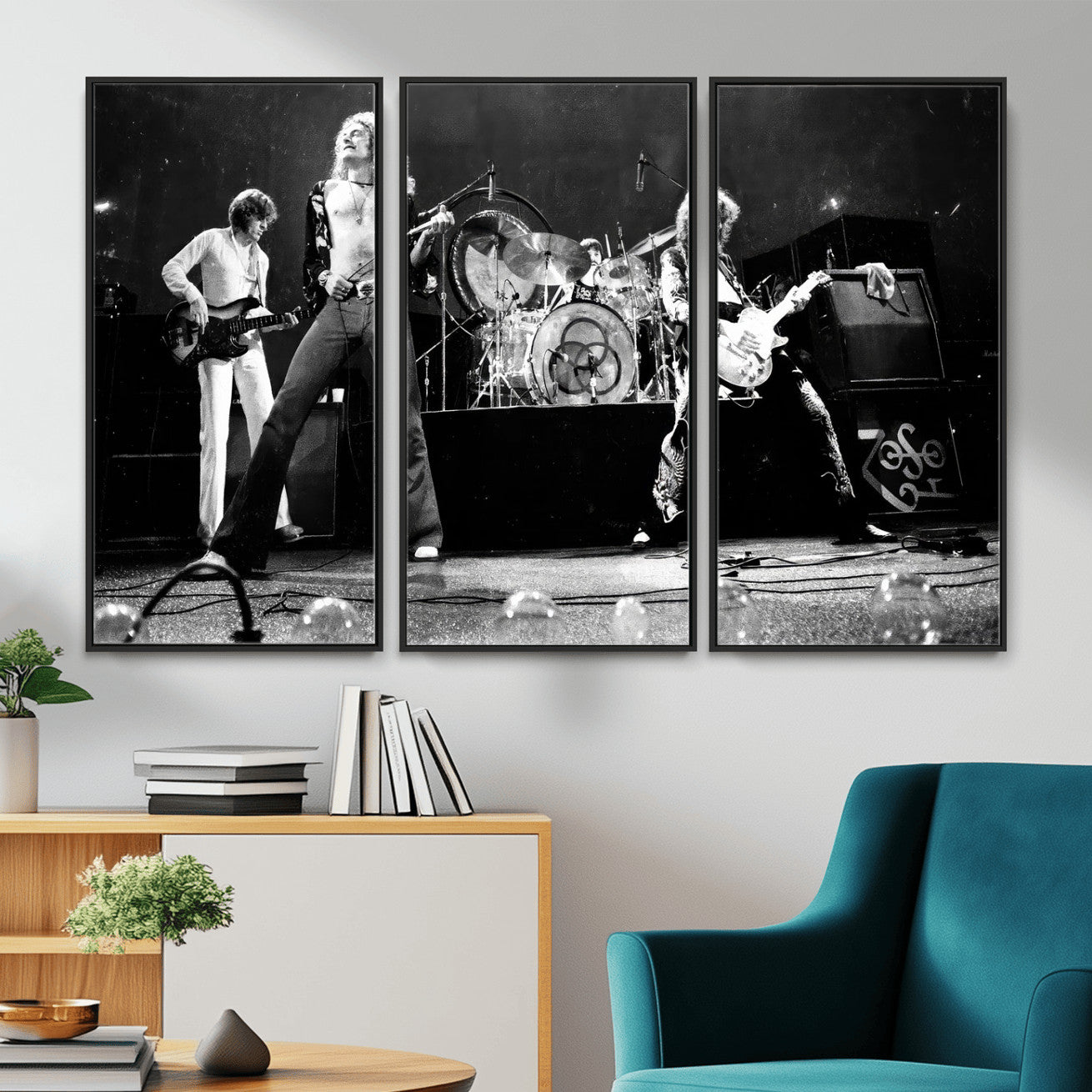 87313532-MGV-CV-36X24 - ed Zeppelin Live Concert Canvas Wall Art, Classic Rock Band Photography Print, Vintage Music Stage Performance Artwork