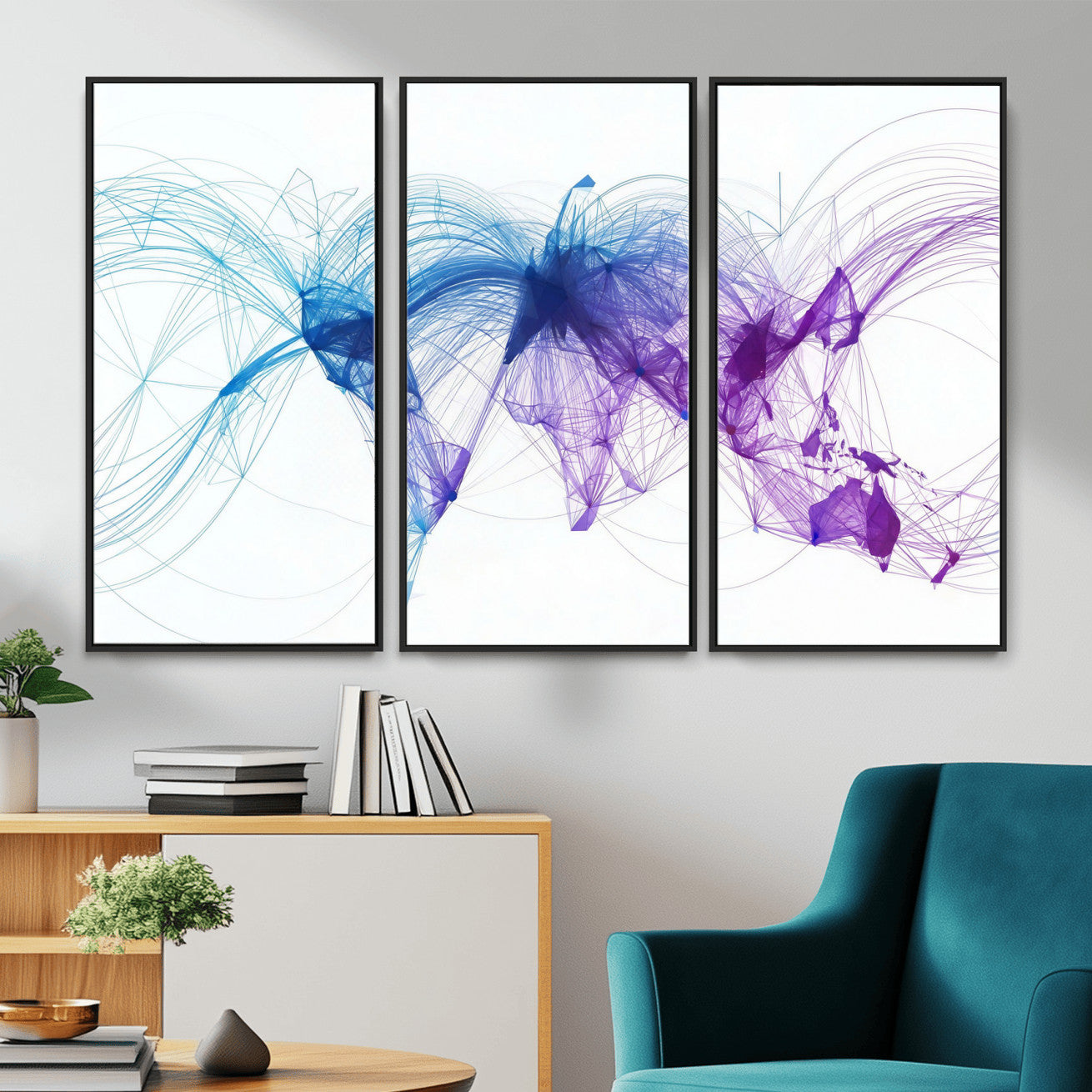 75155491-MGV-CV-48X32-3P - Global Flight Routes Map Canvas Wall Art, Worldwide Aviation Network Print, International Air Travel Wall Decor