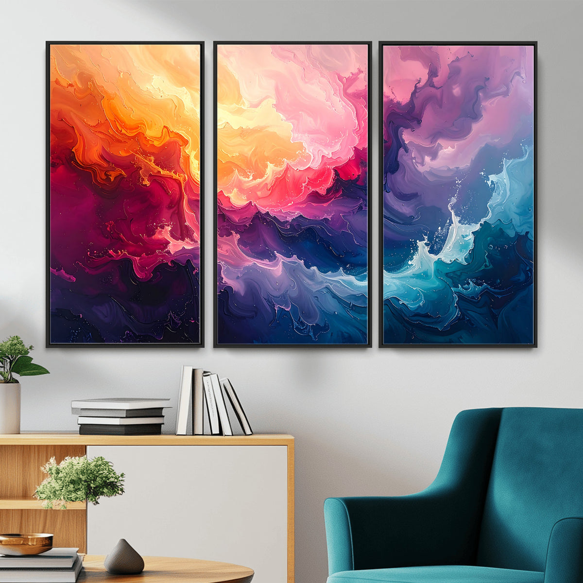 16157633-MGV-CV-36X24 - Large Colorful Abstract Canvas Wall Art Print, Vibrant Popup Color Art Print