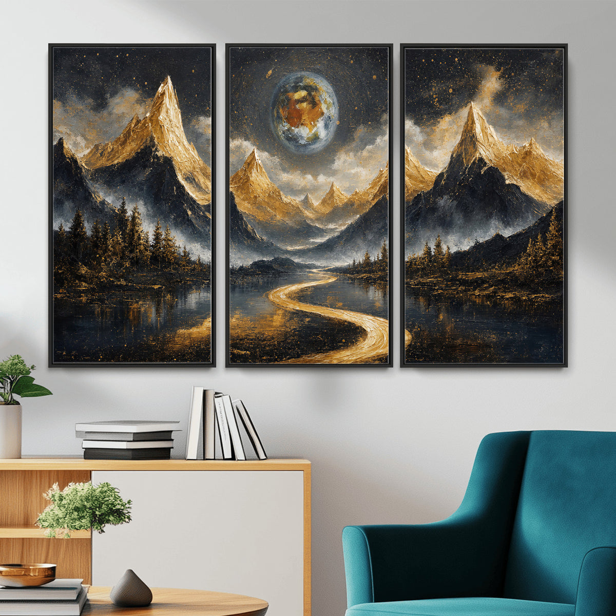 34202127-MGV-CV-36X24 - Abstract Mountain Wall Art Canvas Print Modern Landscape Painting Print