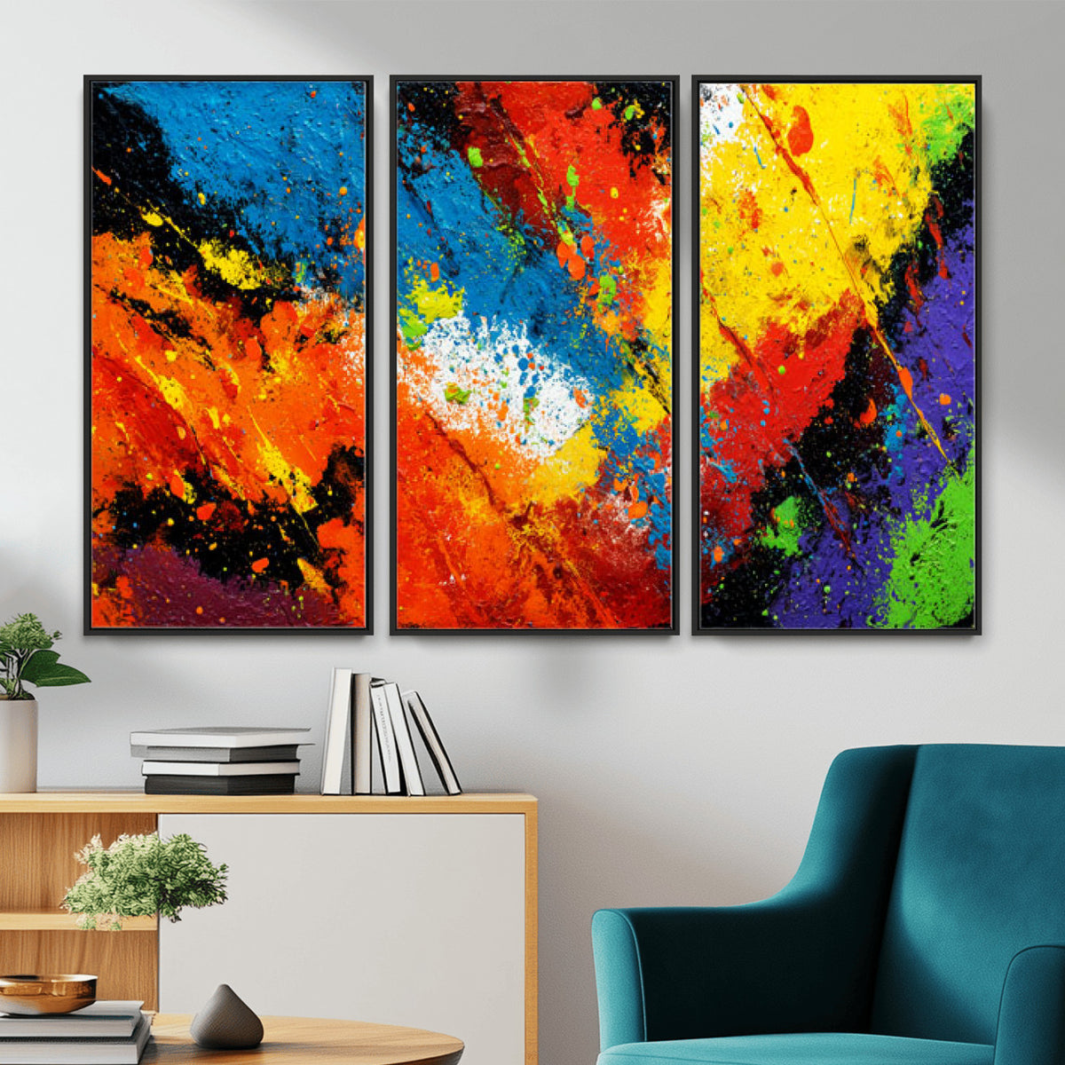 74888753-MGV-CV-36X24 - Vibrant Blue Abstract Canvas Wall Art Colorful Impasto Oil Painting Print