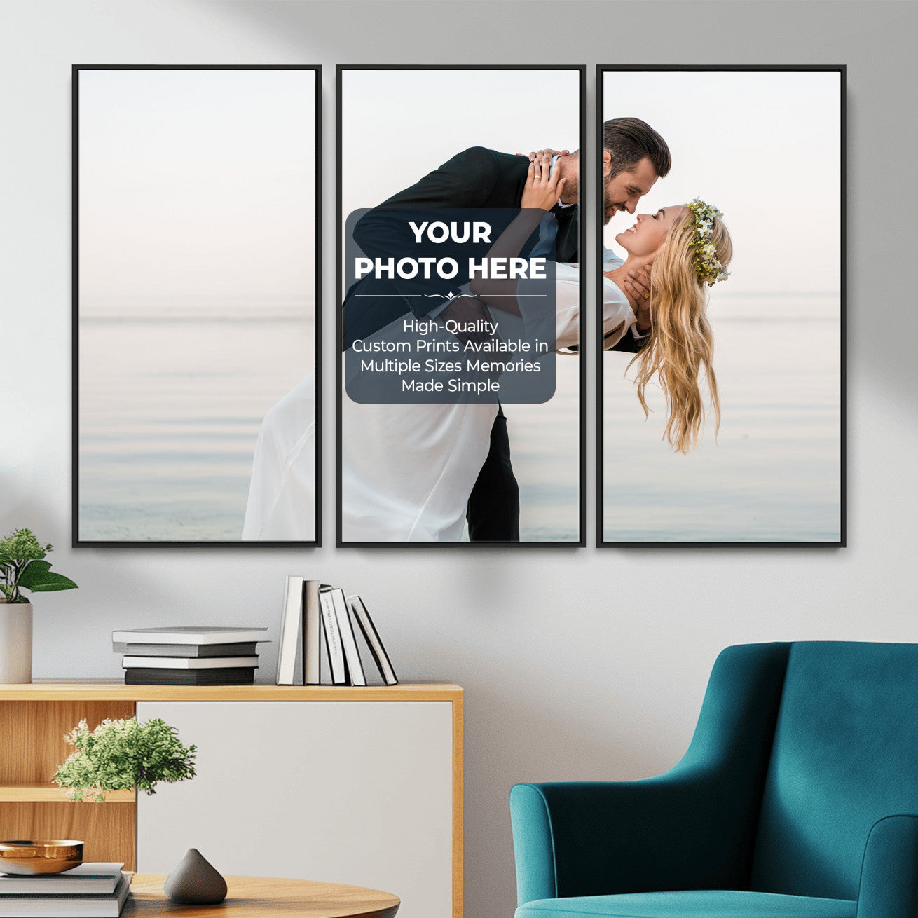 46573466-MGV-CV-48X32-3P - Custom Photo Canvas Print, Personalized Picture Wall Art, Your Image on Canvas, Family Portrait Gift