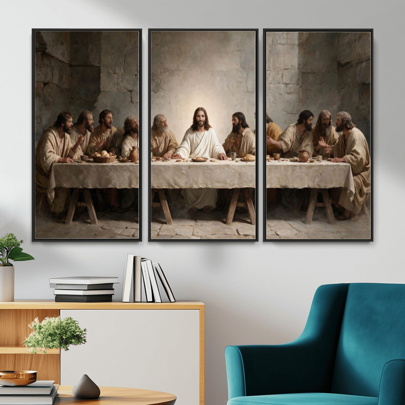 69633087-MGV-CV-36X24 - The Last Supper of Jesus Christ Wall Art Canvas Print - Classical Christian Faith Home Decor