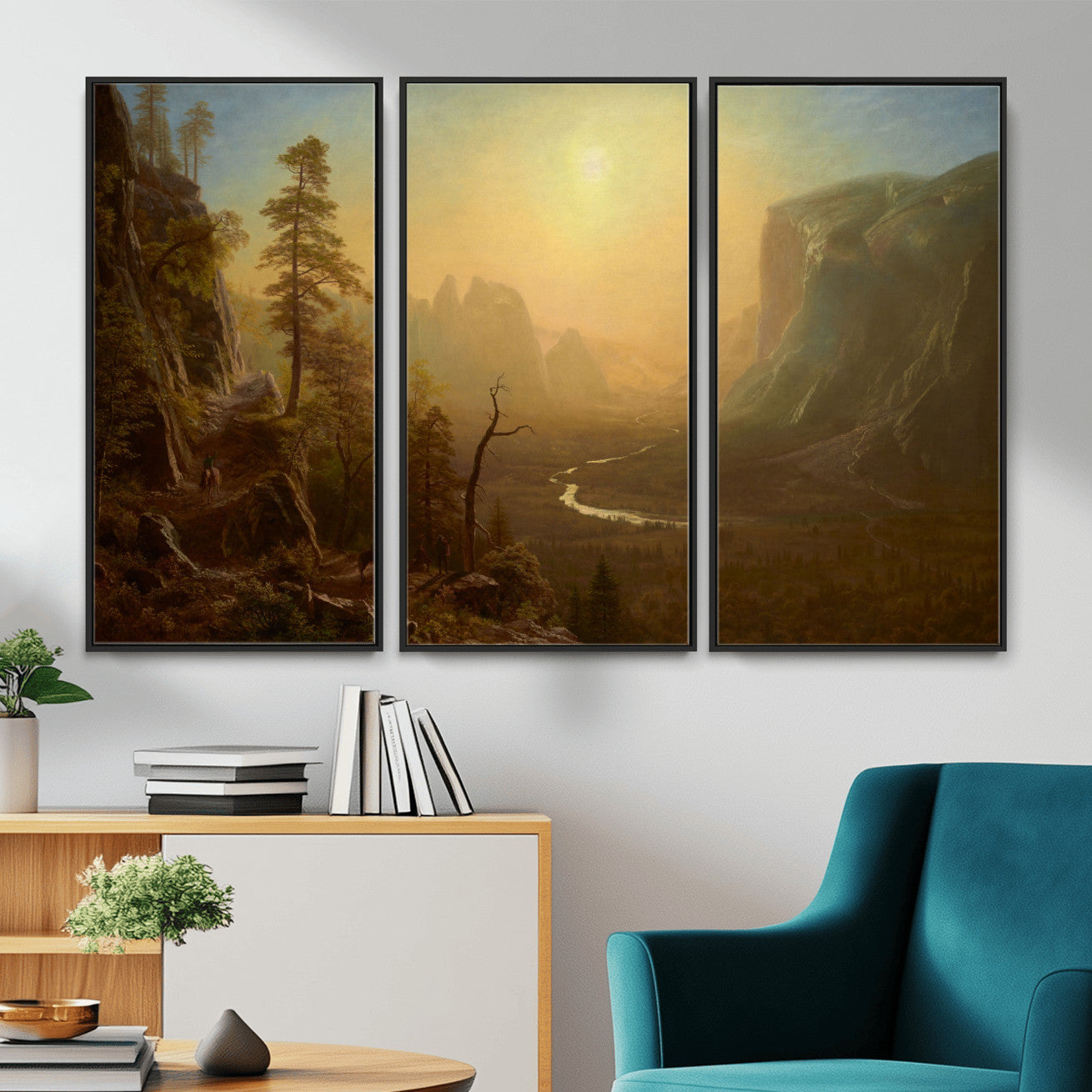 32350988-MGV-CV-36X24 - Albert Bierstadt Among the Sierra Nevada California Yosemite Wall Art Canvas Print, Classic Fine Art Painting Print