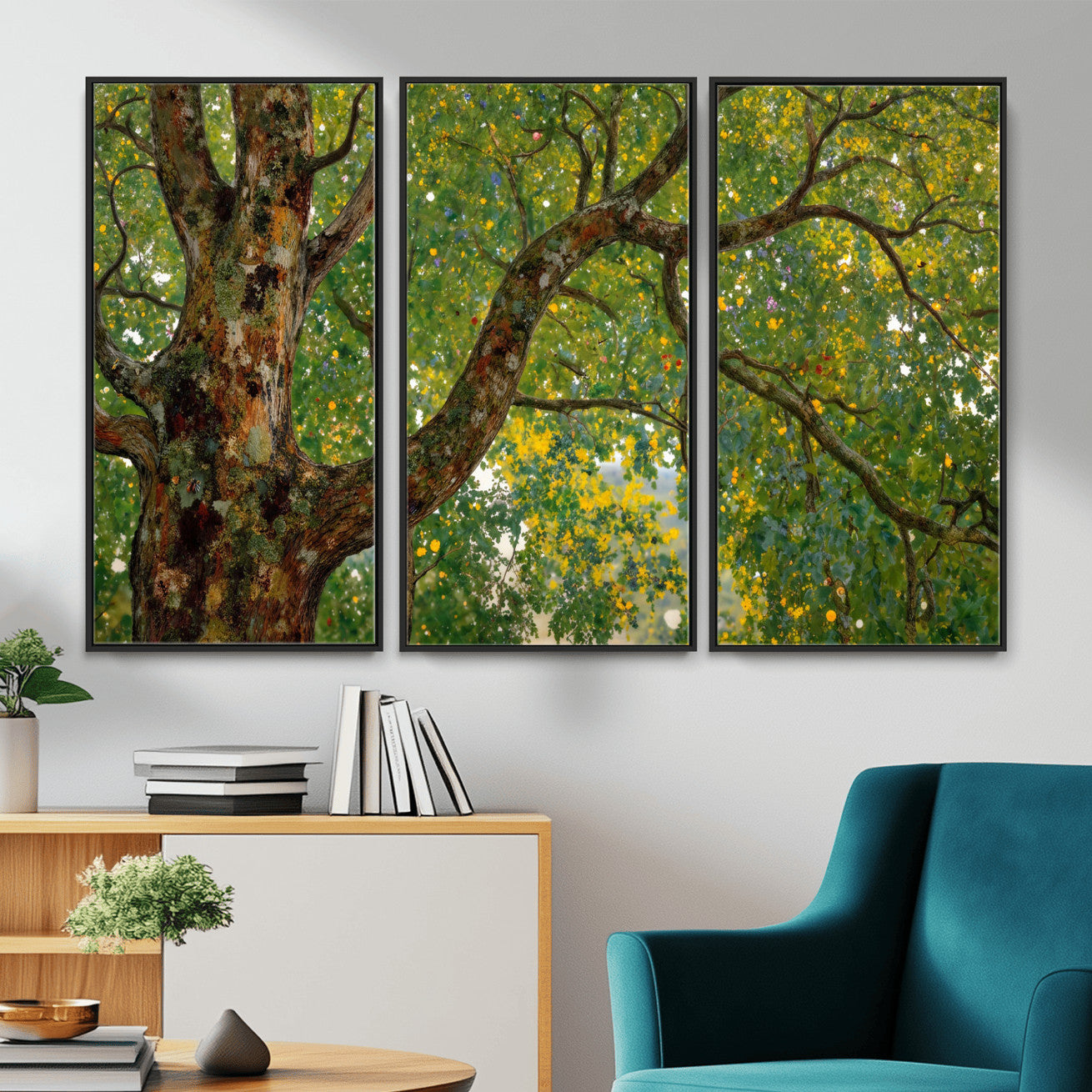 23663535-MGV-CV-36X24 - Vintage Summer Forest Green Tree Wall Art Canvas Print, Lush Leaves Impressionist Painting Print