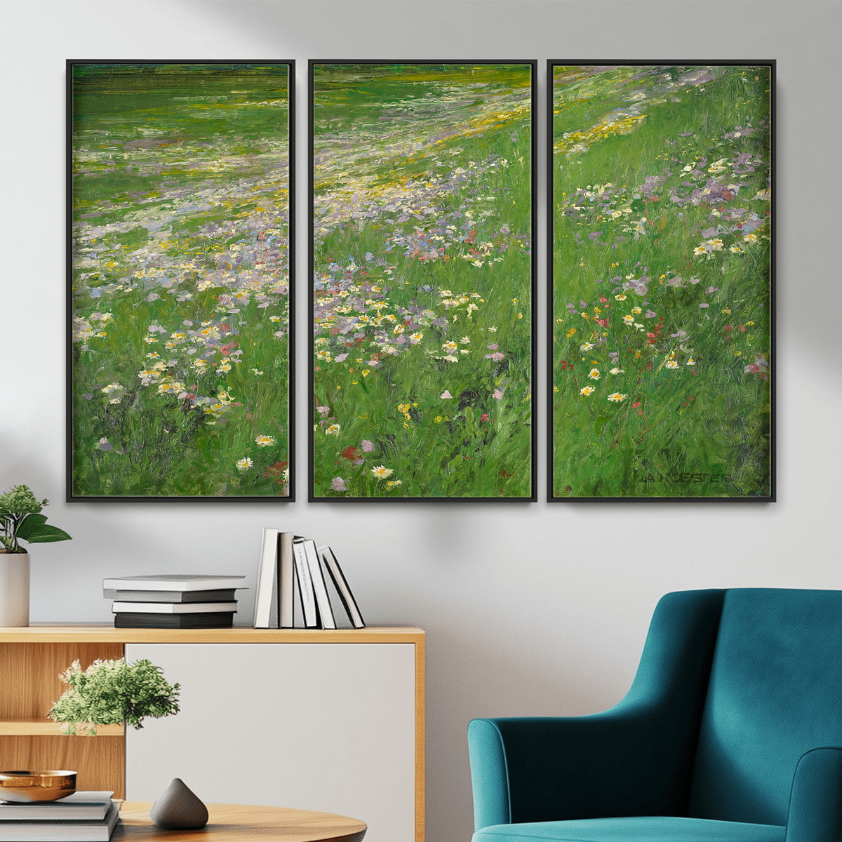 63535040-MGV-CV-36X24 - Alexander Koester Flower Meadow Canvas Wall Art, Vintage Landscape Print