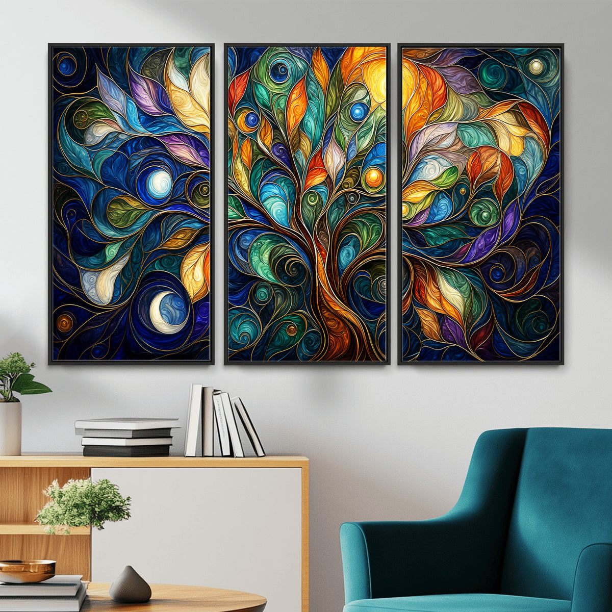 60127105-MGV-CV-36X24 - Psychedelic Tree Of Life Wall Art - Vibrant Swirl Cosmic Nature Decor