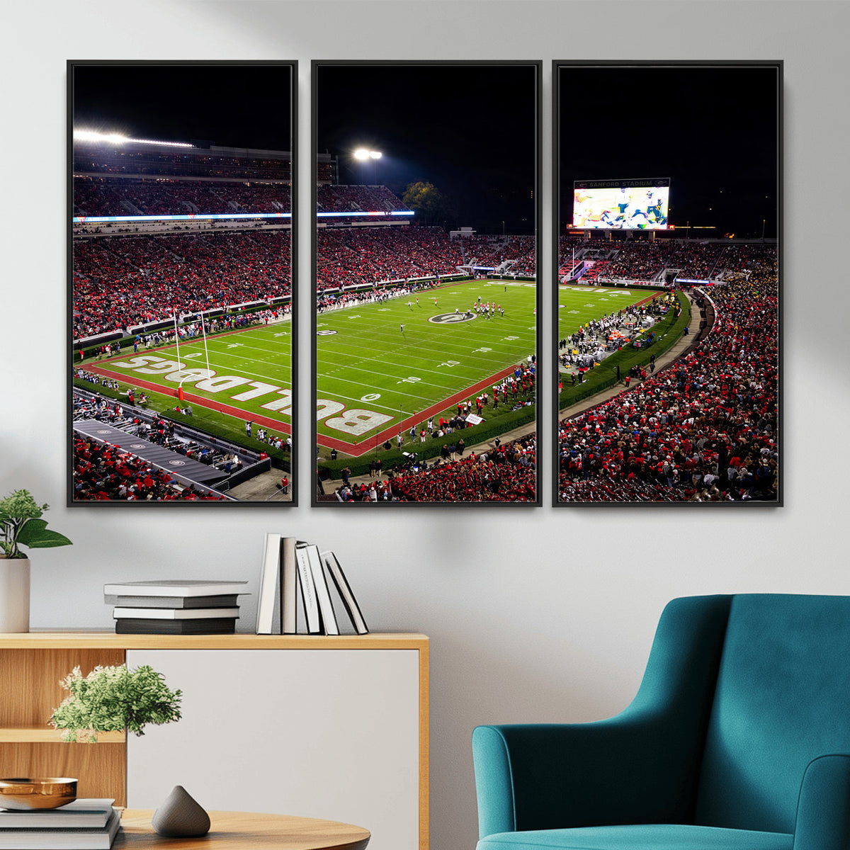 12753057-MGV-TP-30X20 - Sanford Stadium Night Game Canvas Wall Art - Georgia Bulldogs Football Stadium Print