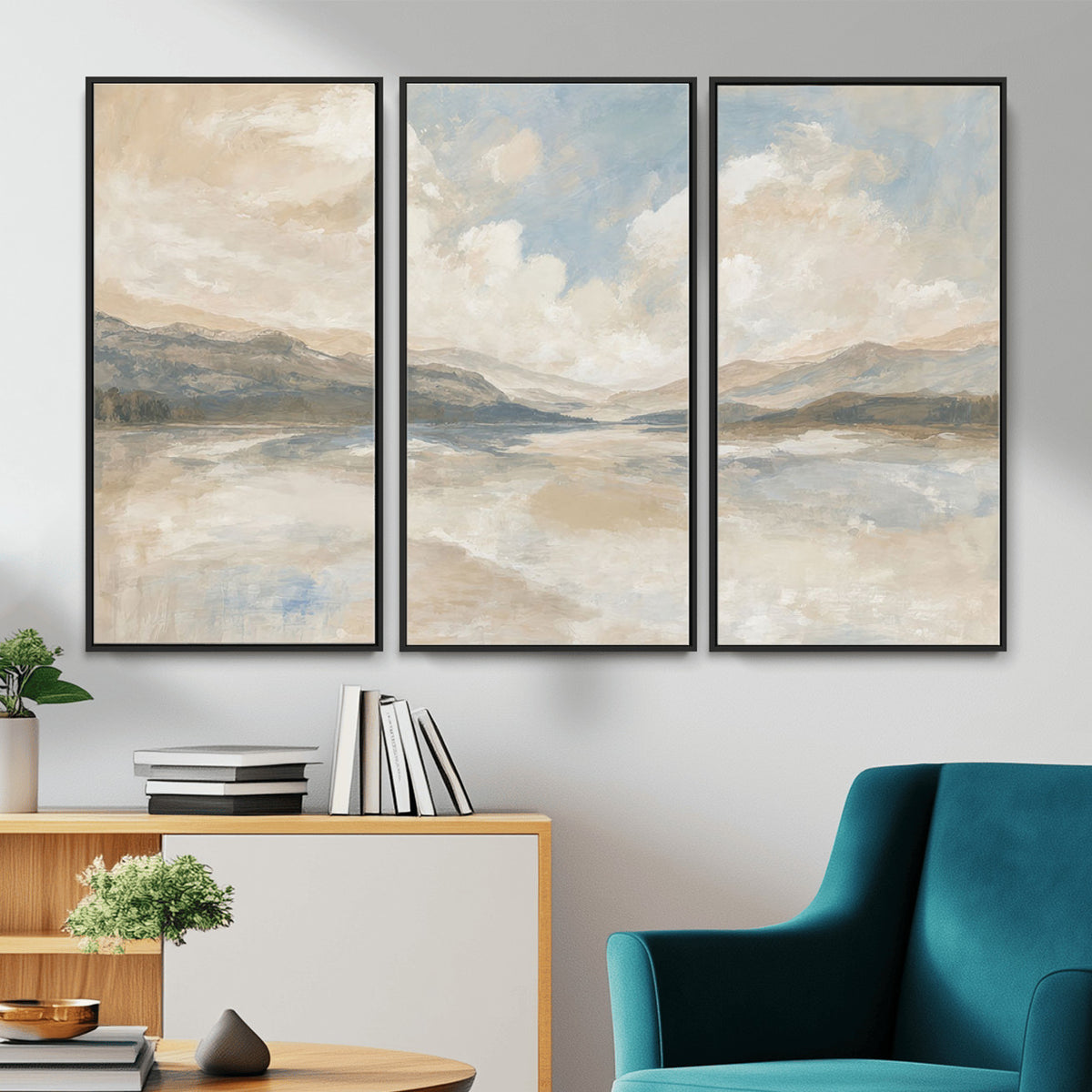 12998065-MGV-CV-36X24 - Serene Mountain and Lake Landscape Canvas Wall Art
