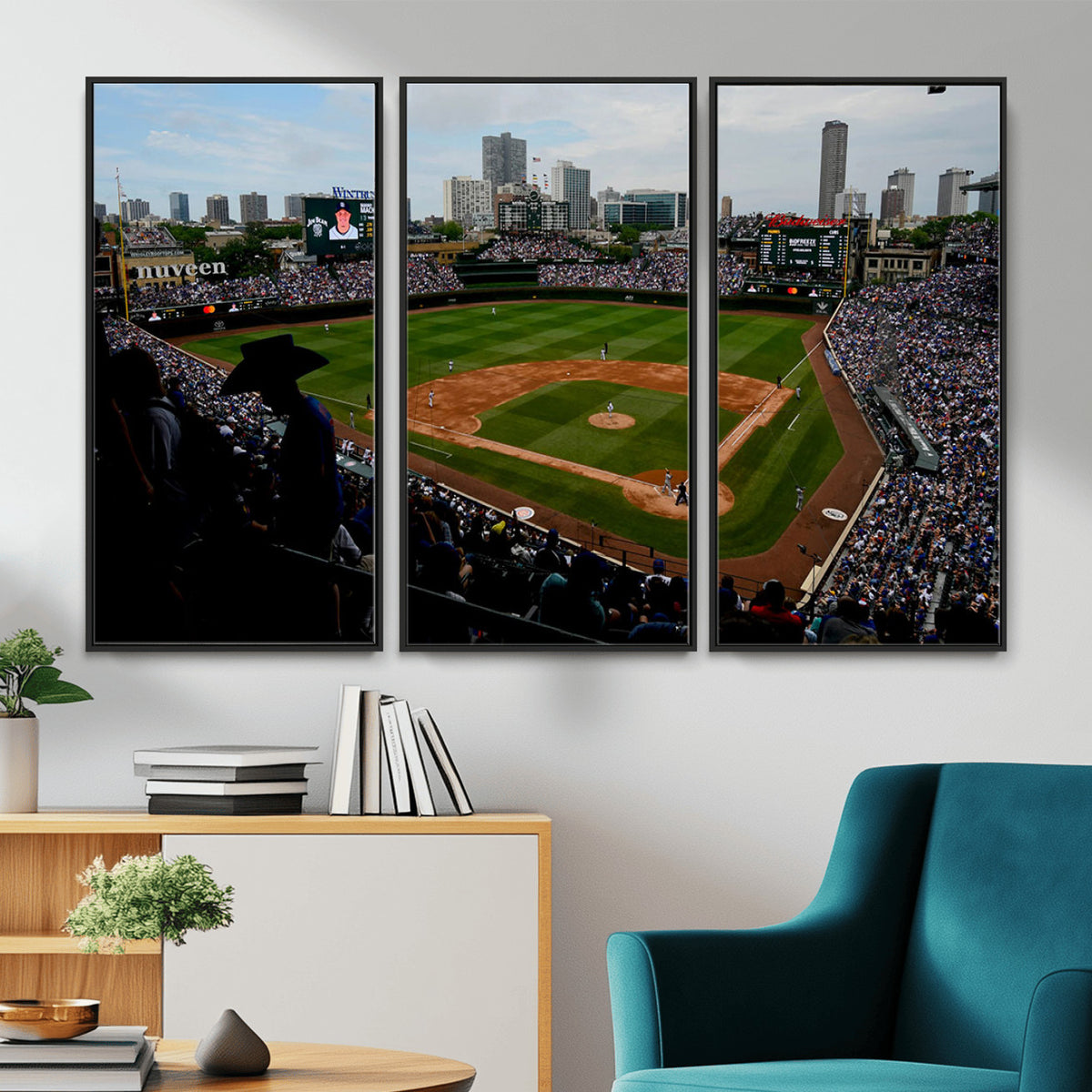 34859D-MGV-CV-36X24 - Chicago Cubs Baseball Team Print - Wrigley Field Stadium